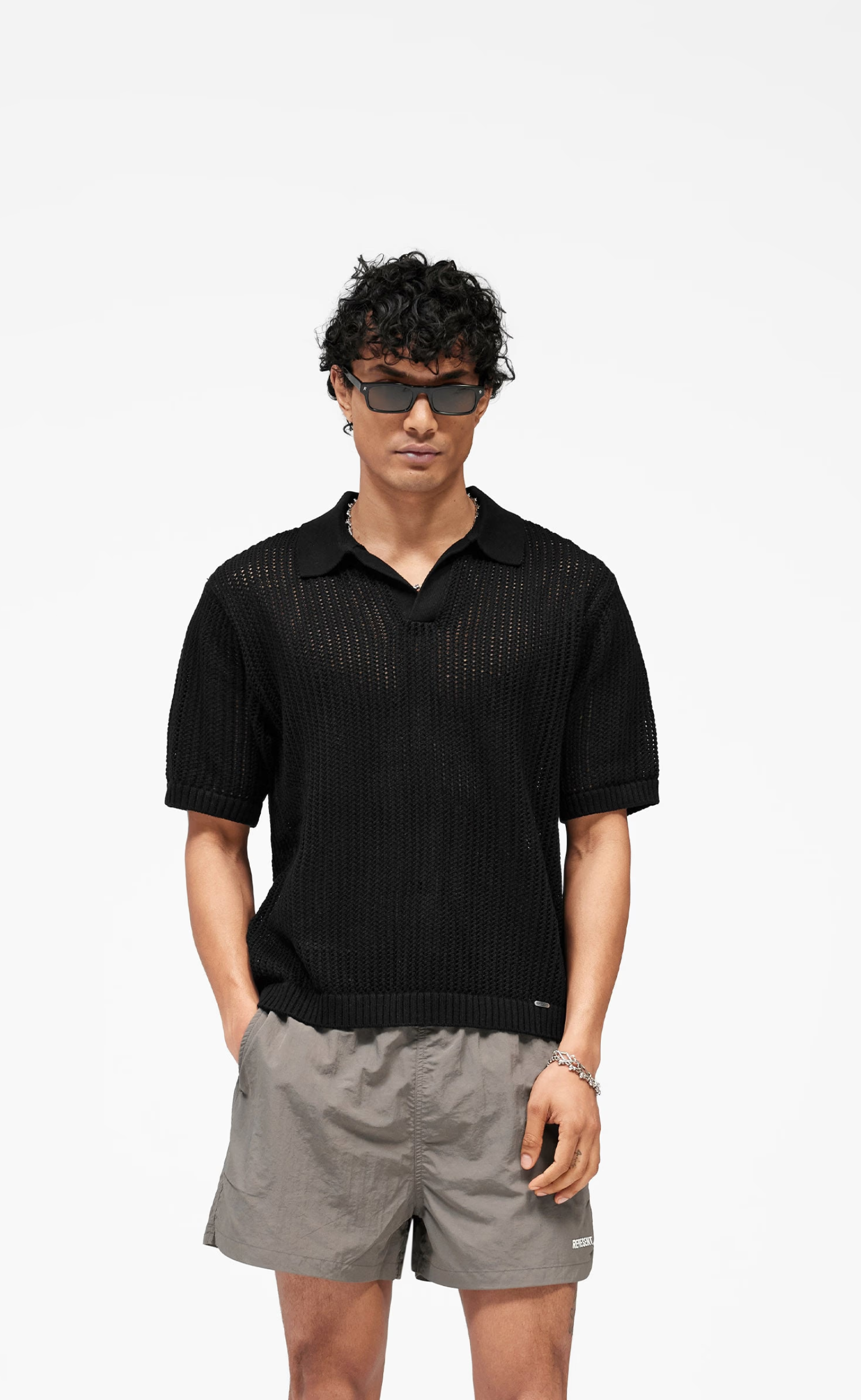 BEVERLY KNIT JET BLACK POLO T-SHIRT