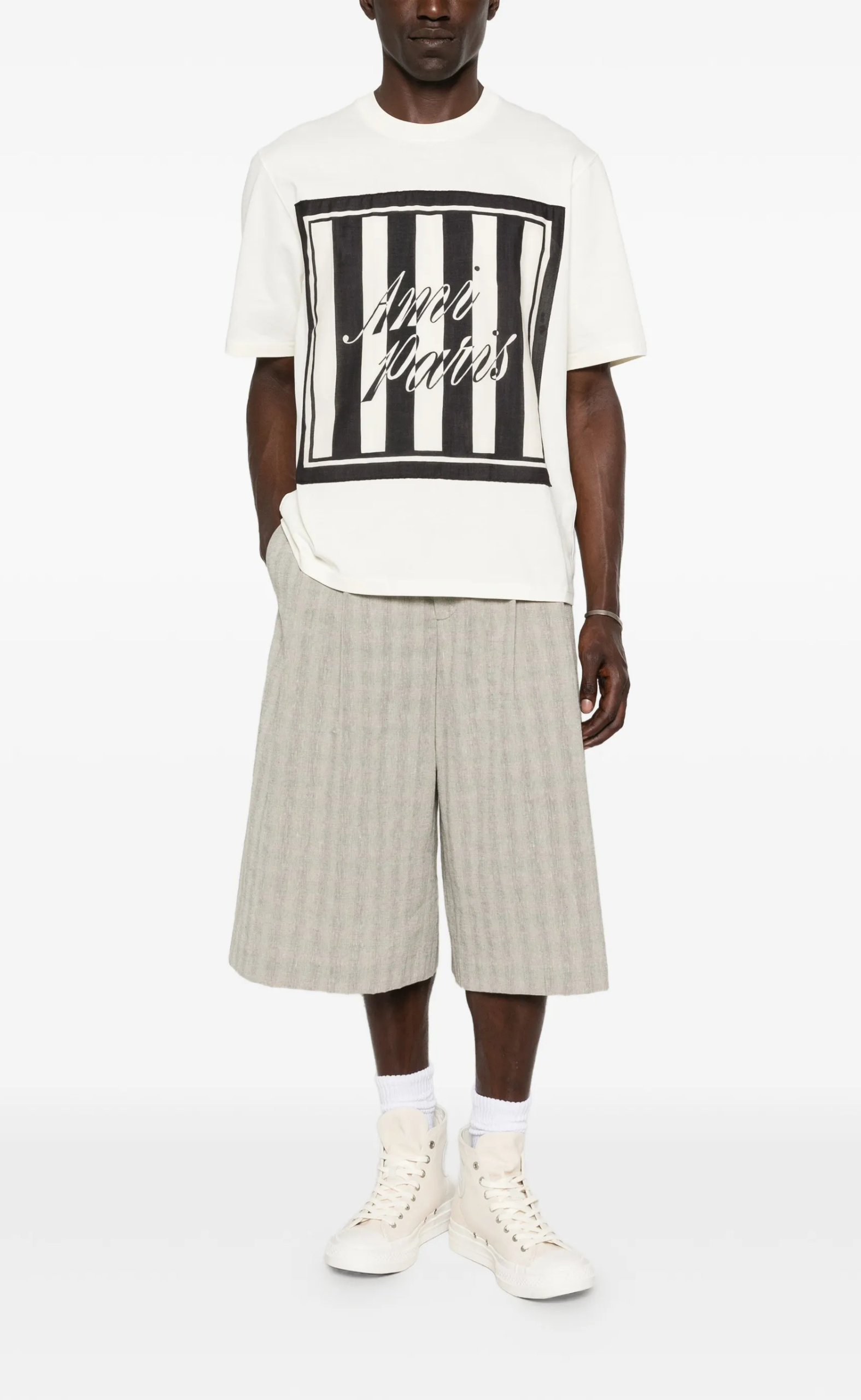 AMI PARIS SEWN SCARF WHITE T-SHIRT