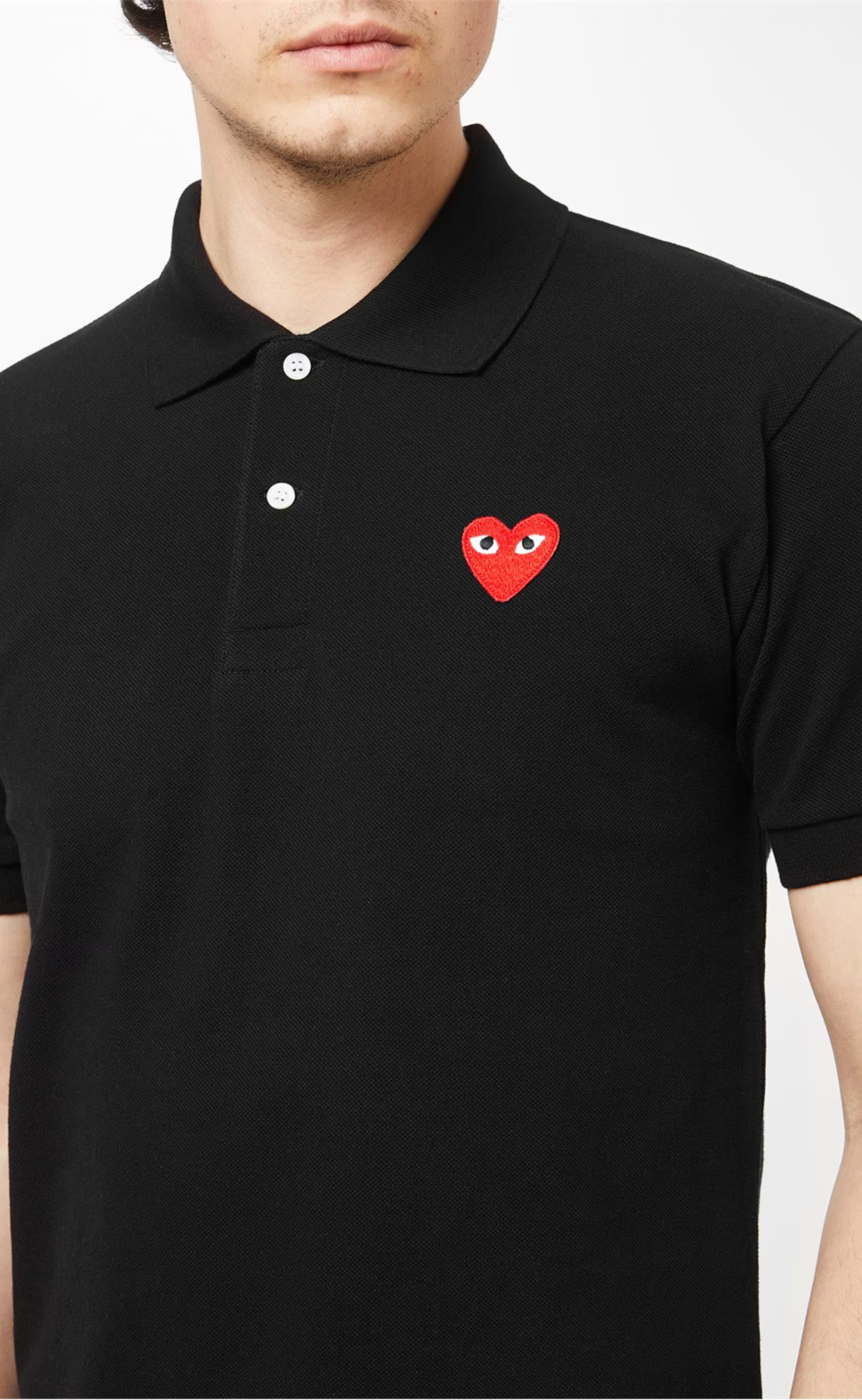 POLO NECK SHORT SLEEVE BLACK T-SHIRT