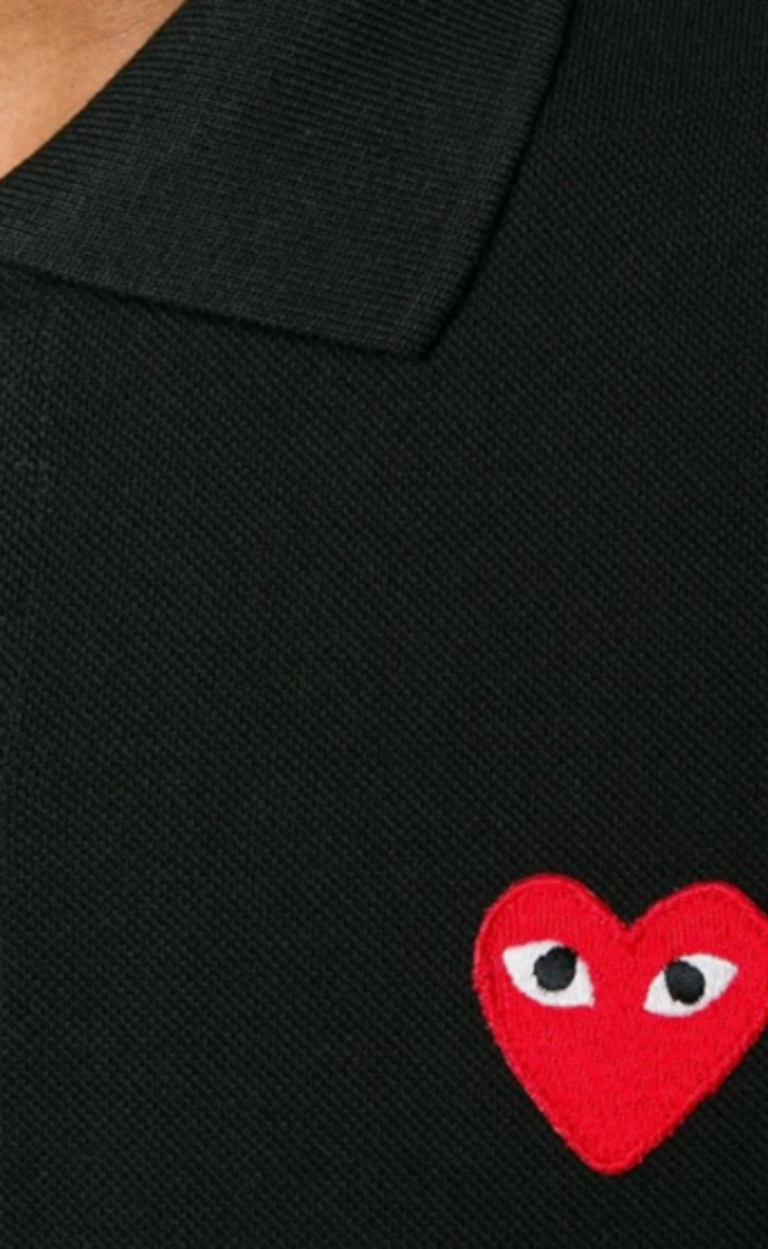 BLACK PLAY COMME DES GARÇONS POLO SHIRT WITH DOUBLE RED HEART