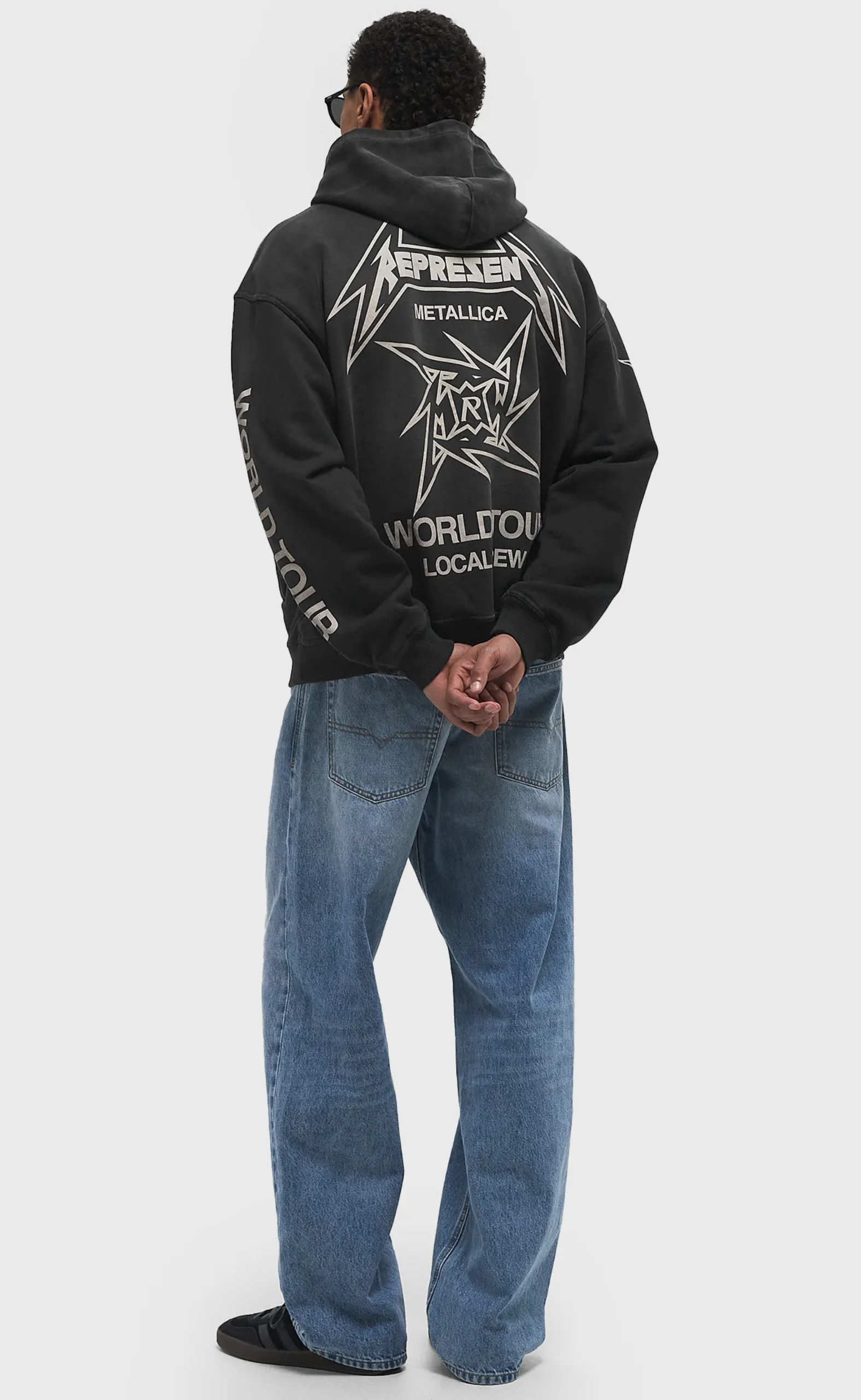 METALLICA 40 YEAR ANNIVERSARY ZIP-THRU STAINED BLACK HOODIE