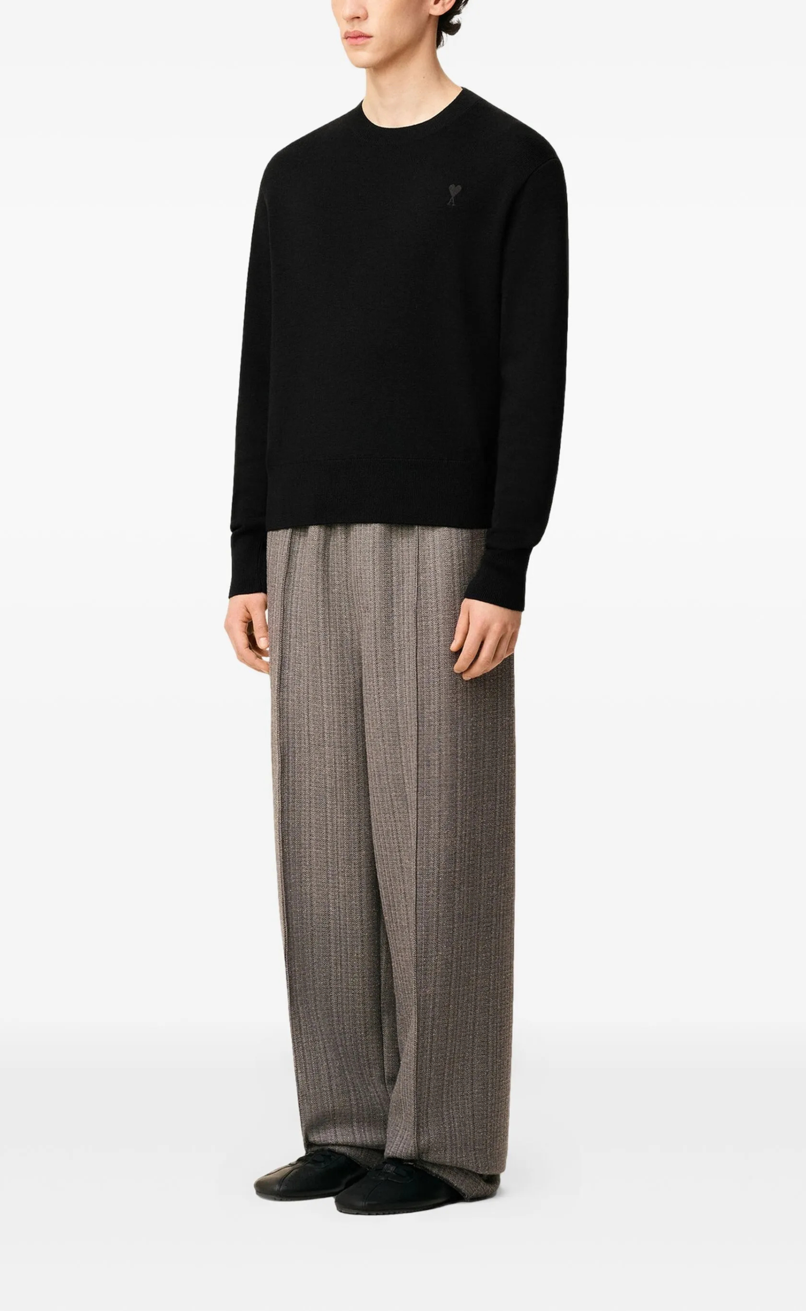 CONTRASTED AMI DE COEUR BLACK SWEATER