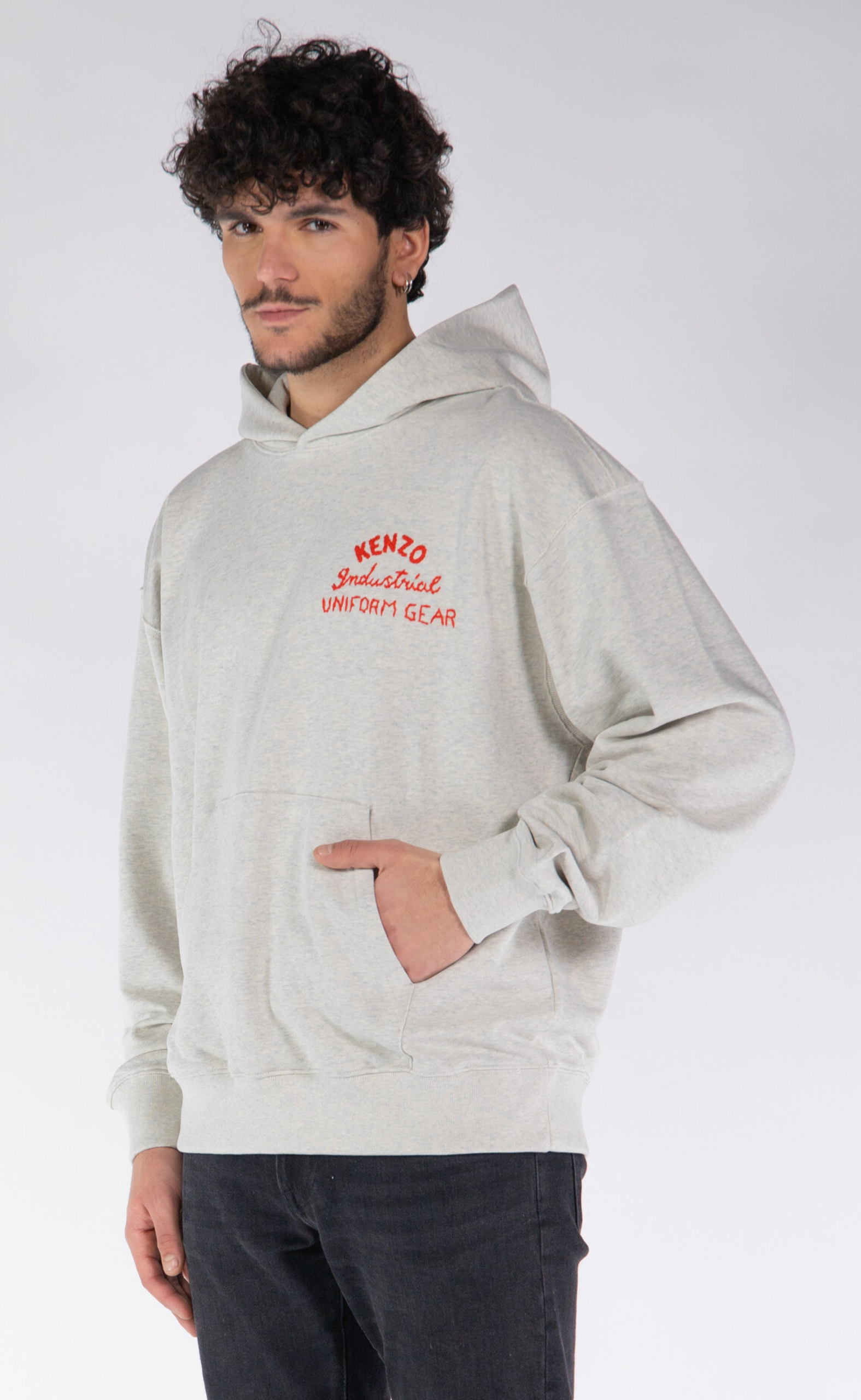 DRAWN VARSITY OVERSIZE PALE GREY HOODIE