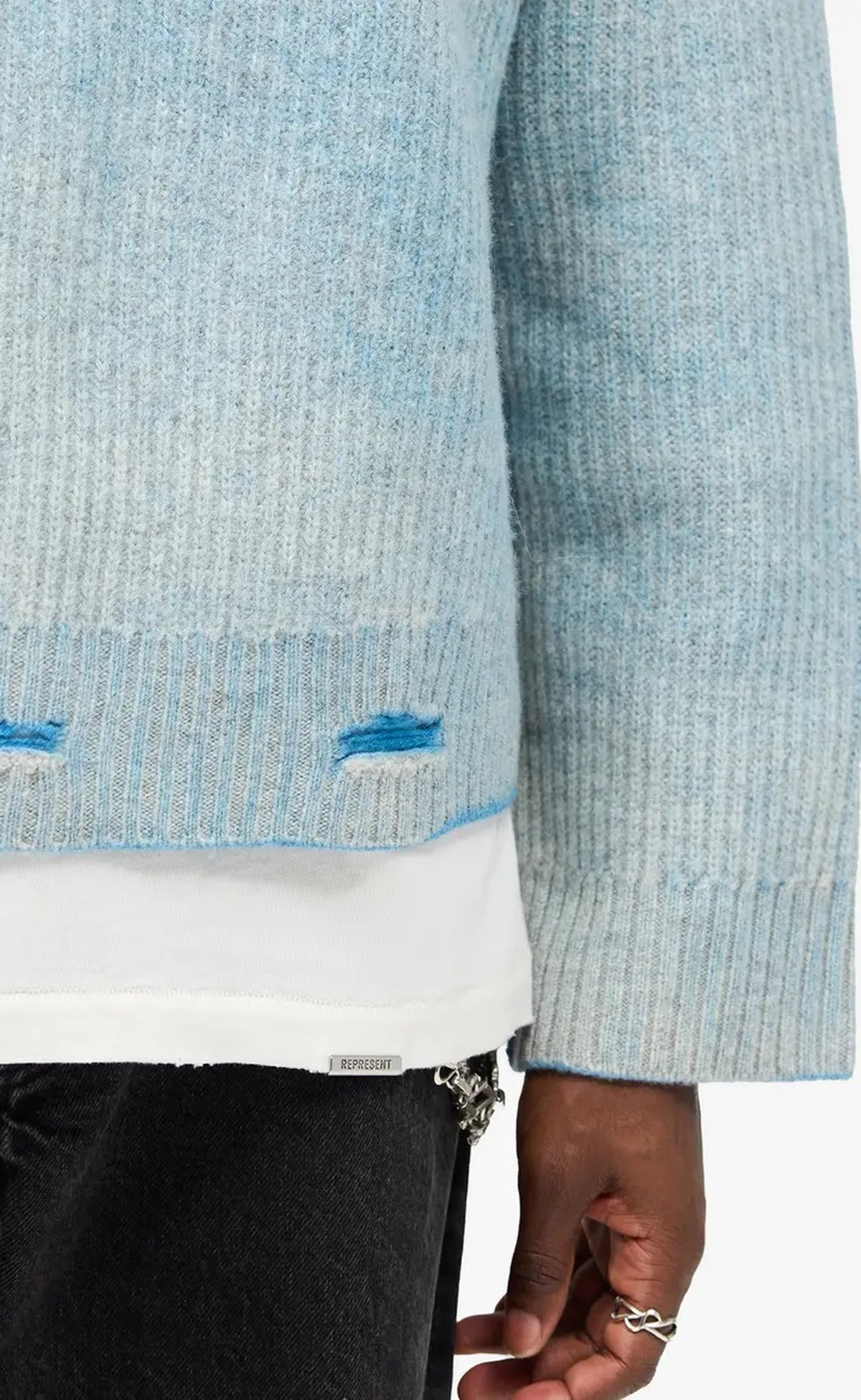 REVERSIBLE FADE OUT KNIT PETROL SWEATER