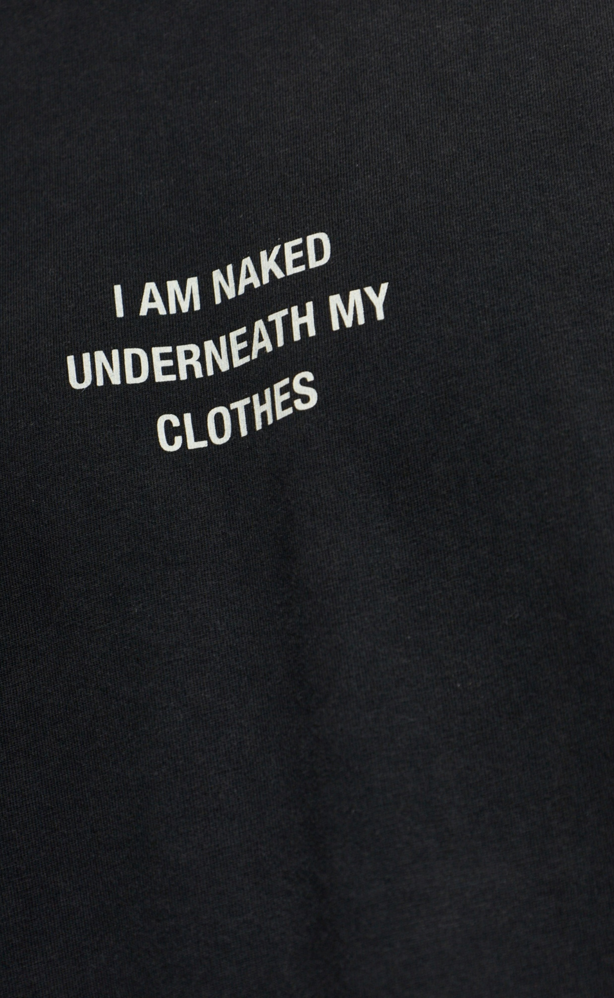 I AM NAKED UNDER MY CLOTHES REGULAR FIT WASHED BLACK T-SHIRT