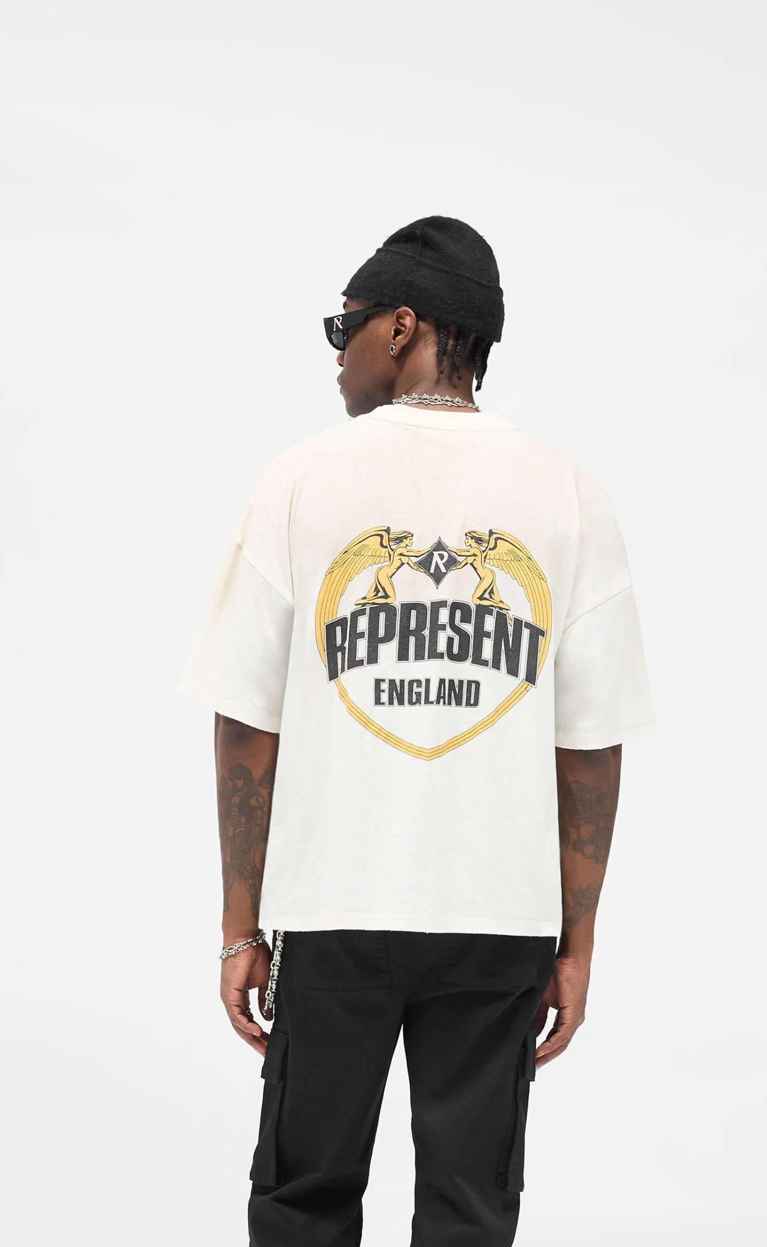 REPRESENT ANGEL BORDER WASHED ECRU T-SHIRT