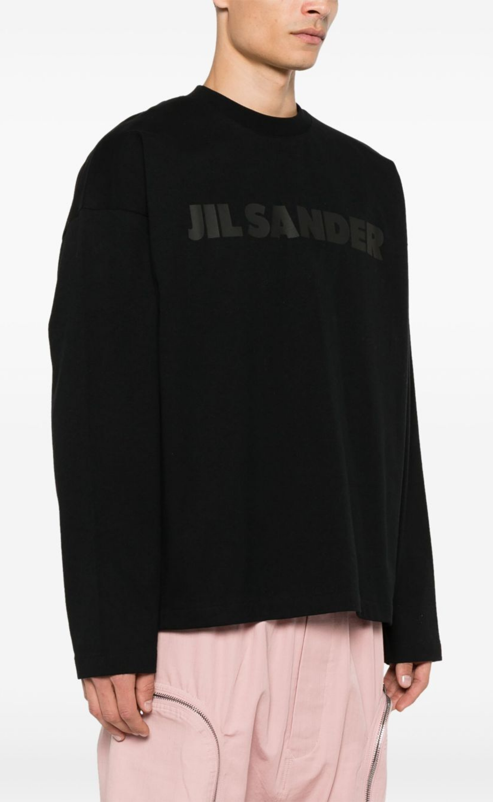 JIL SANDER PRINTED TONAL LOGO BLACK LONGSLEEVE