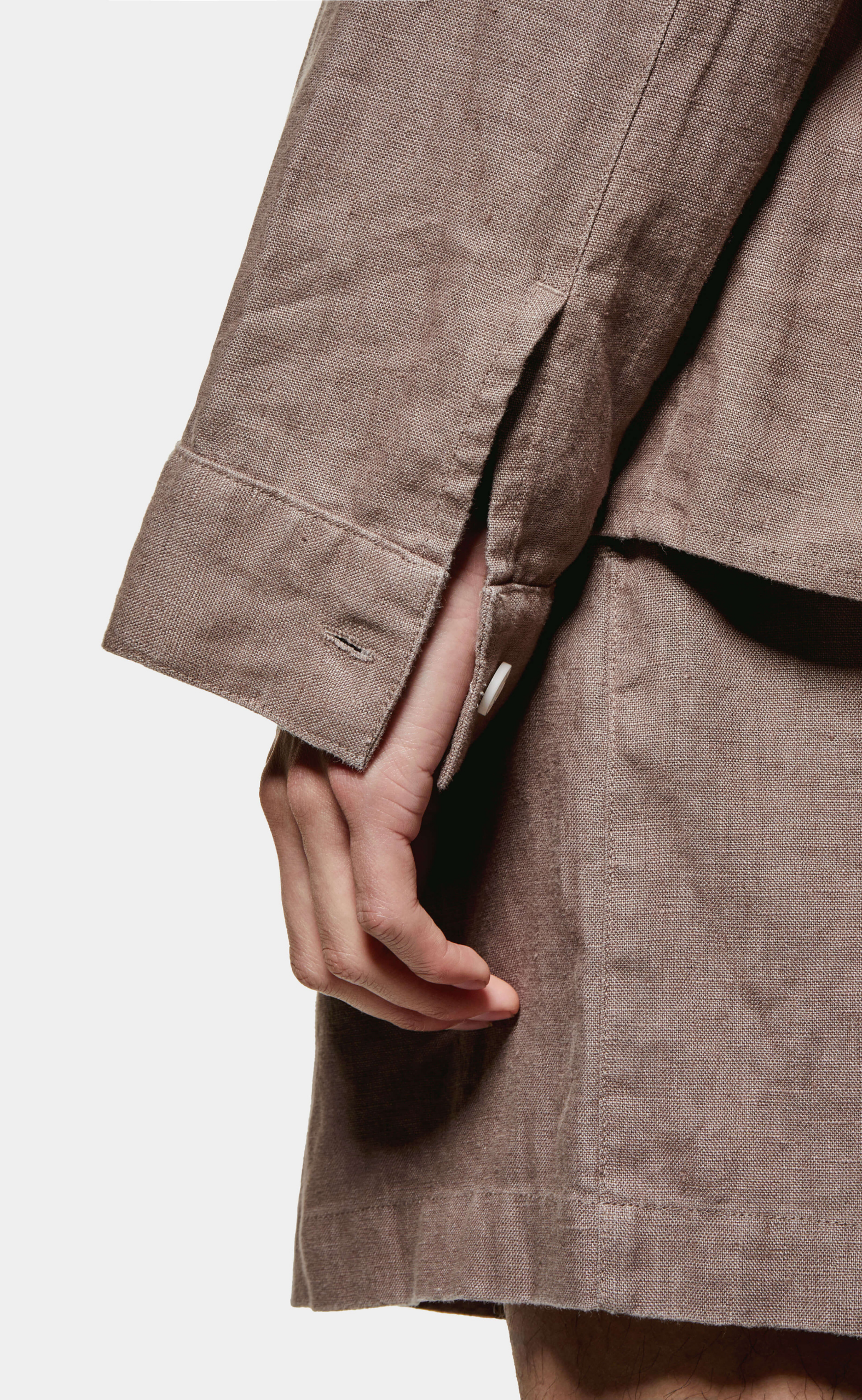 LINEN BOX DRESS MUSHROOM SHIRT