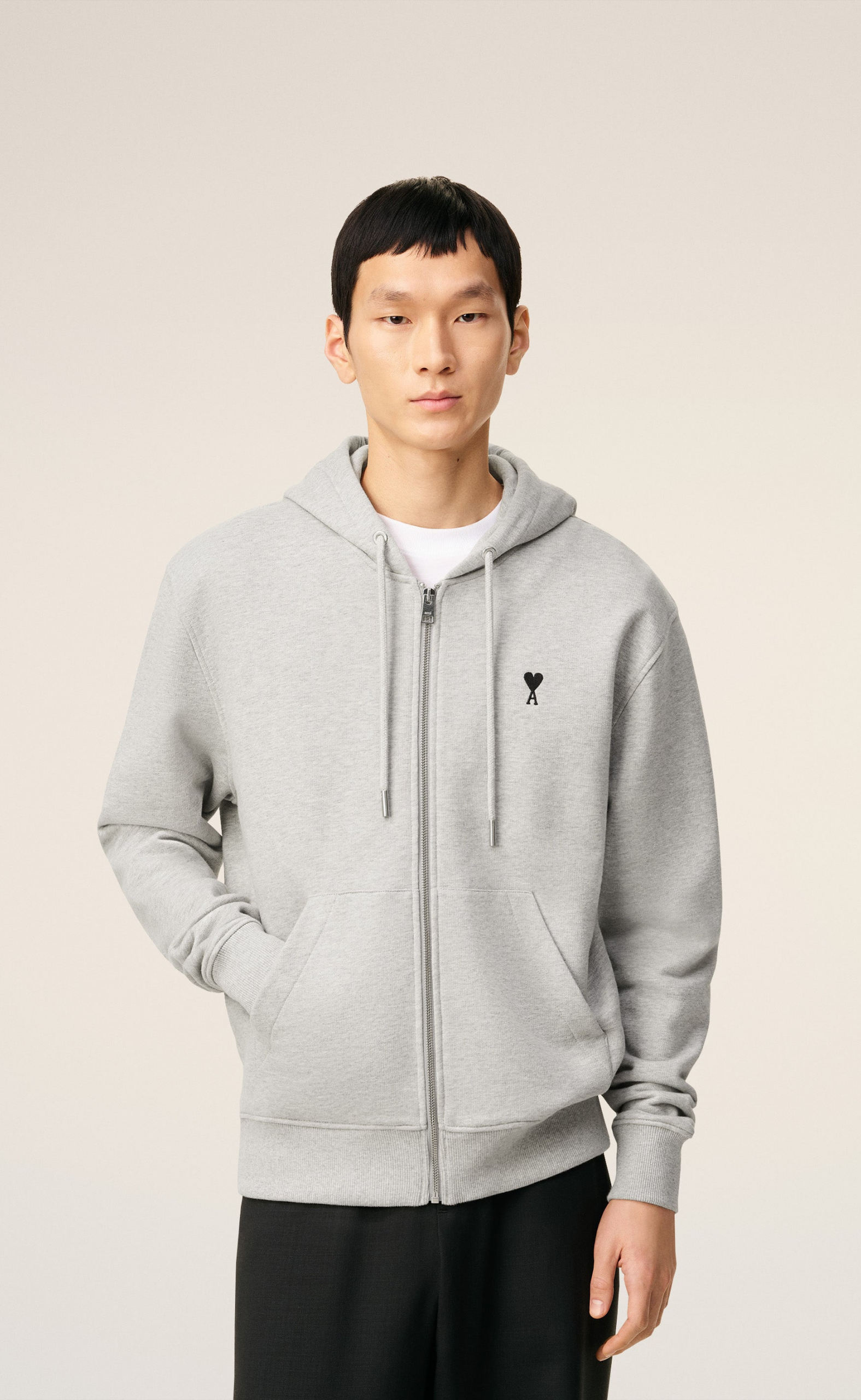 CONTRASTED AMI DE COEUR GREY HOODIE