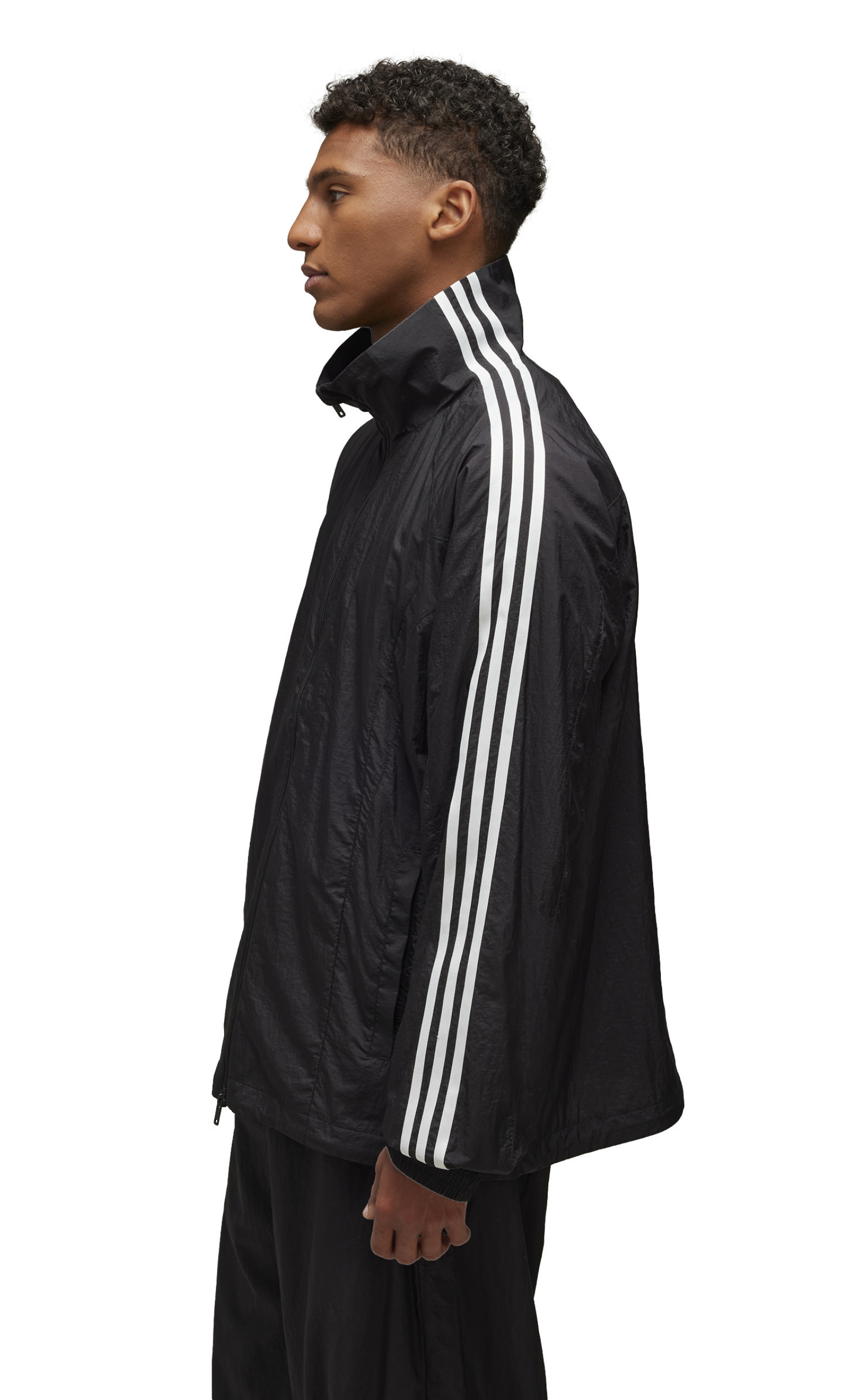 3-STRIPES NYLON SHELL BLACK JACKET
