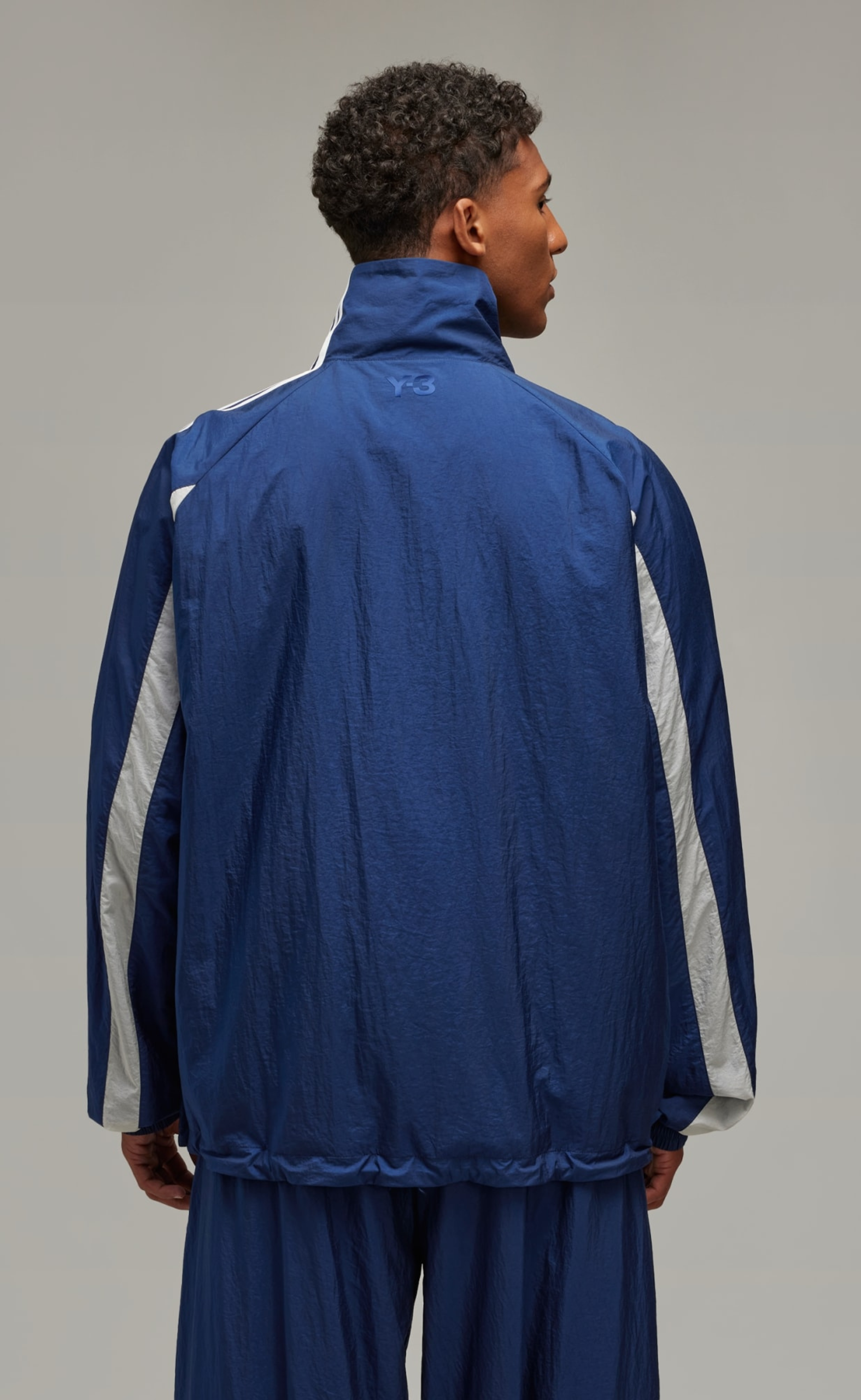 3-STRIPES NYLON SHELL BLUE JACKET