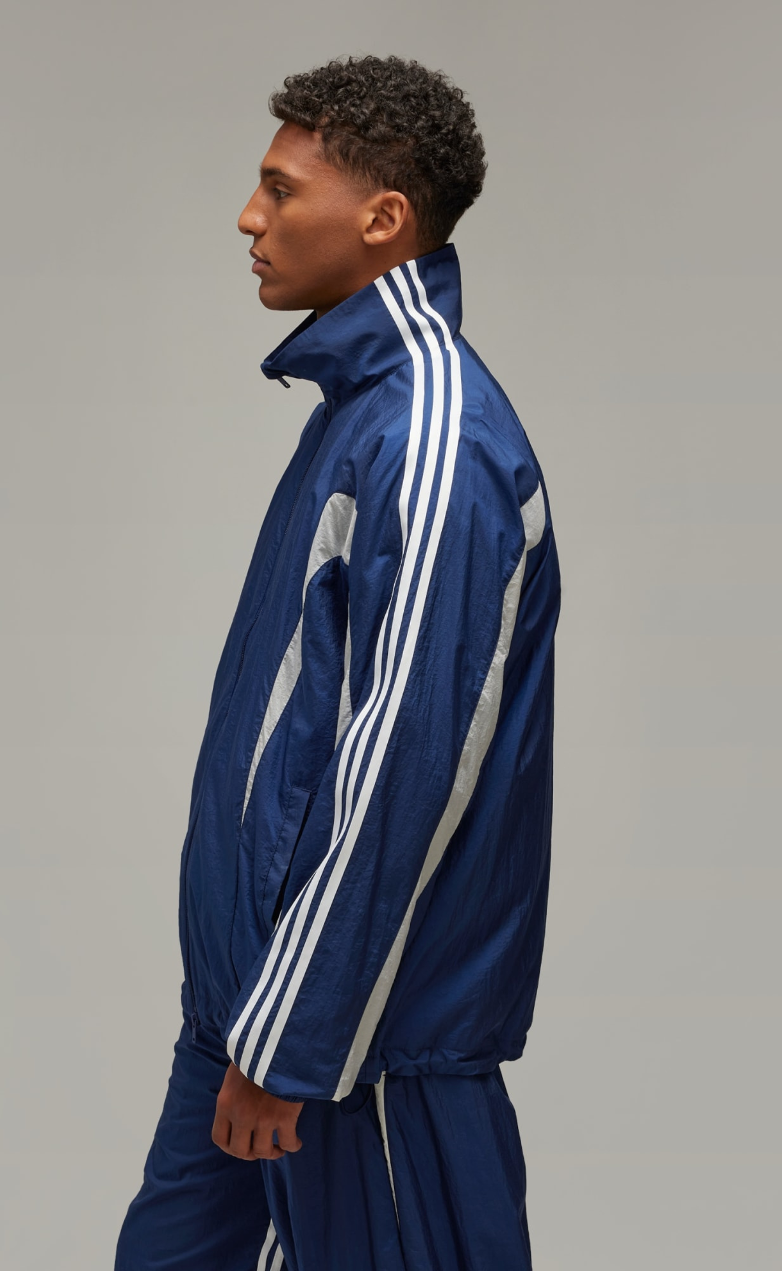 3-STRIPES NYLON SHELL BLUE JACKET
