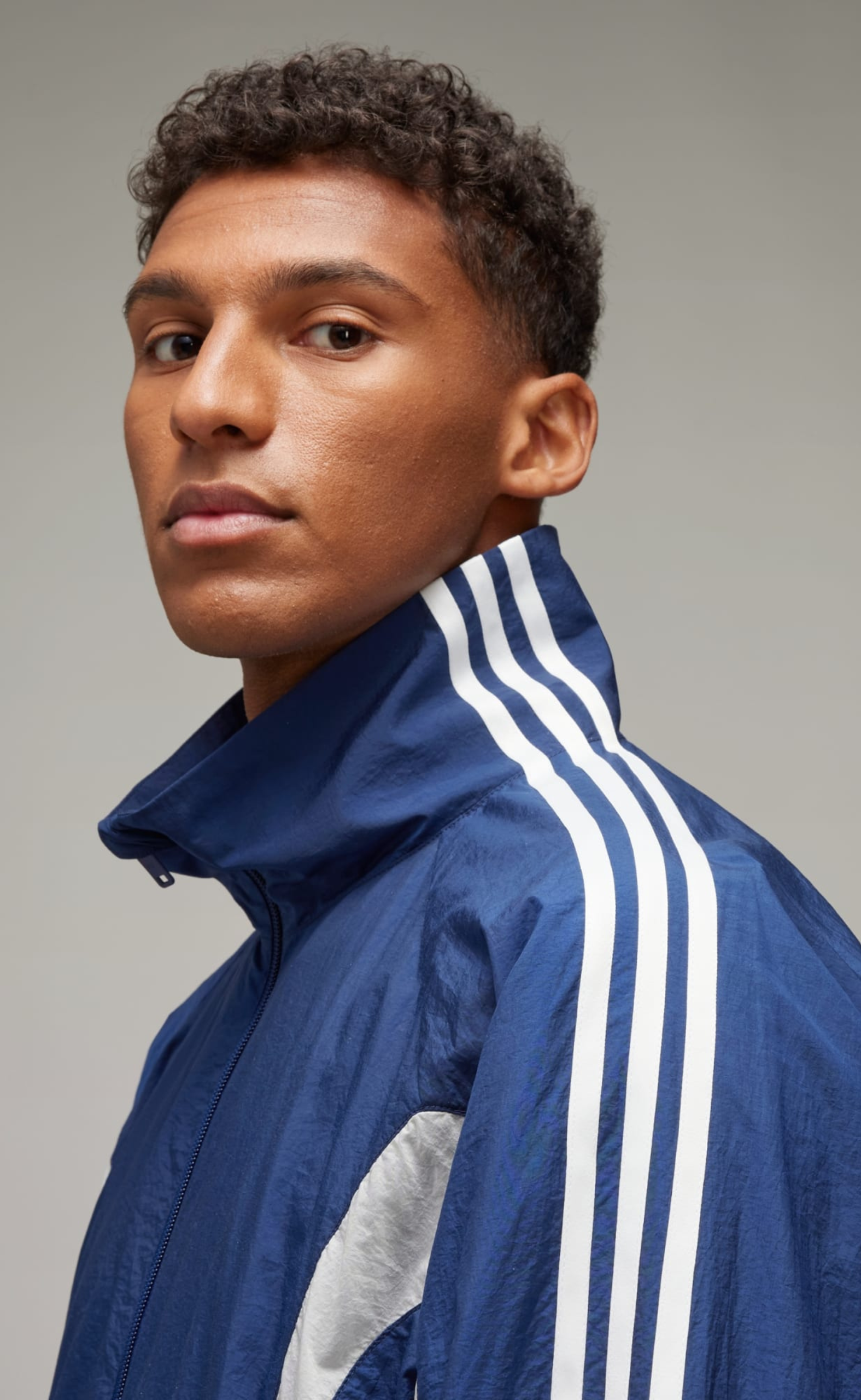 3-STRIPES NYLON SHELL BLUE JACKET
