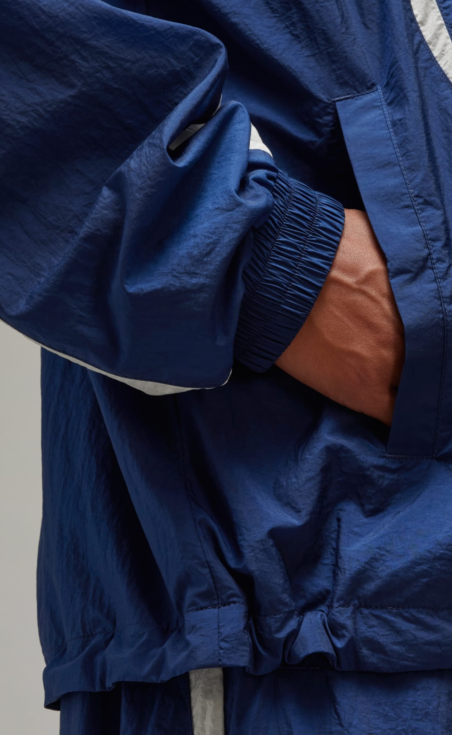 3-STRIPES NYLON SHELL BLUE JACKET