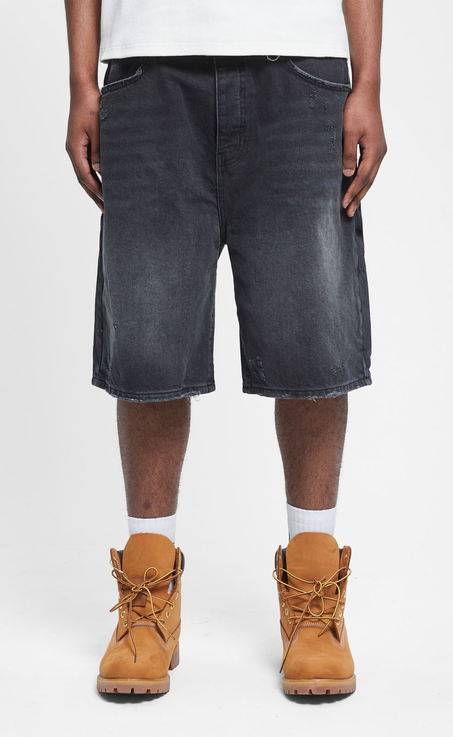 ESSENTIAL JORTS WASHED BLACK SHORTS