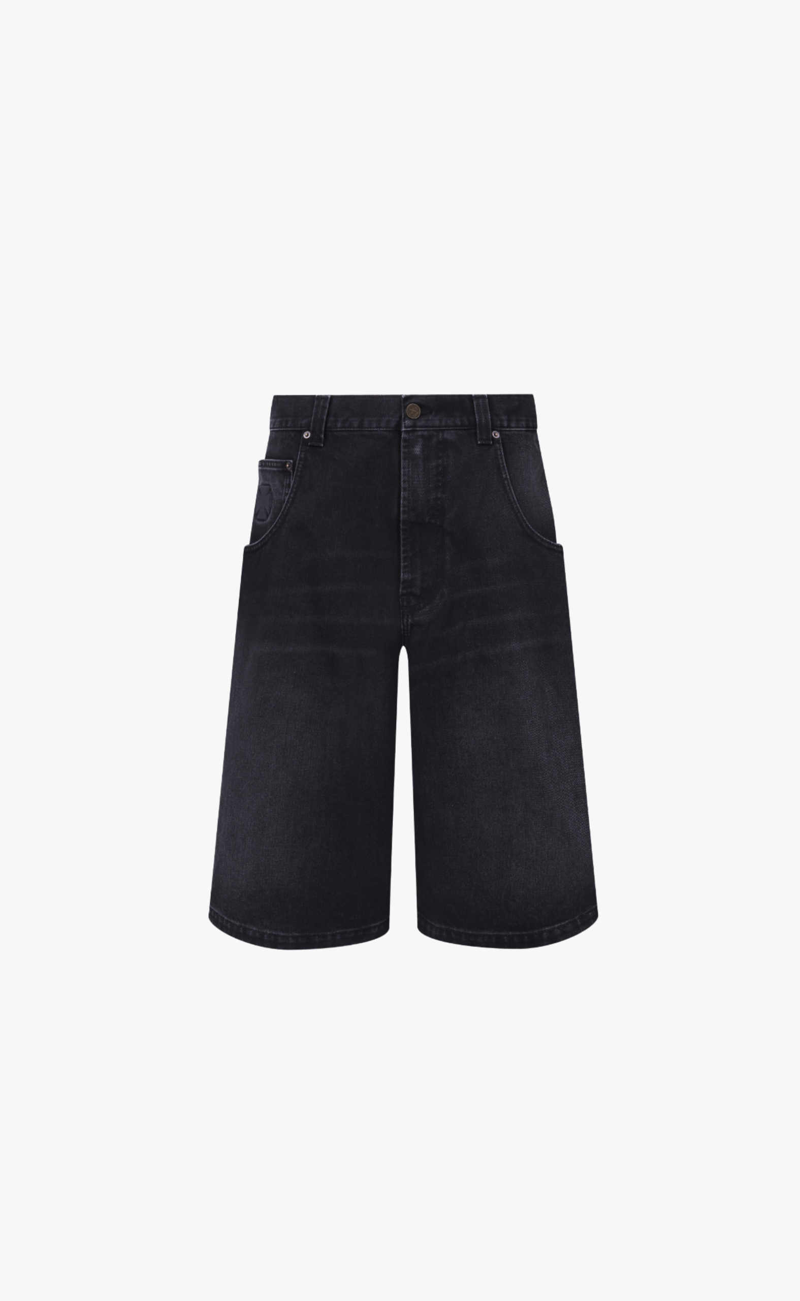 APLIQUE BIKER CROSS HIP-HOP WASHED BLACK SHORTS