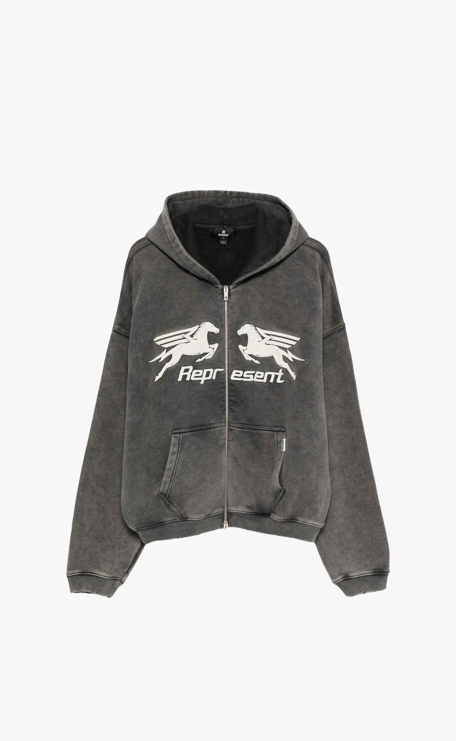 PEGASUS ZIP THROUGH VINTAGE GREY HOODIE