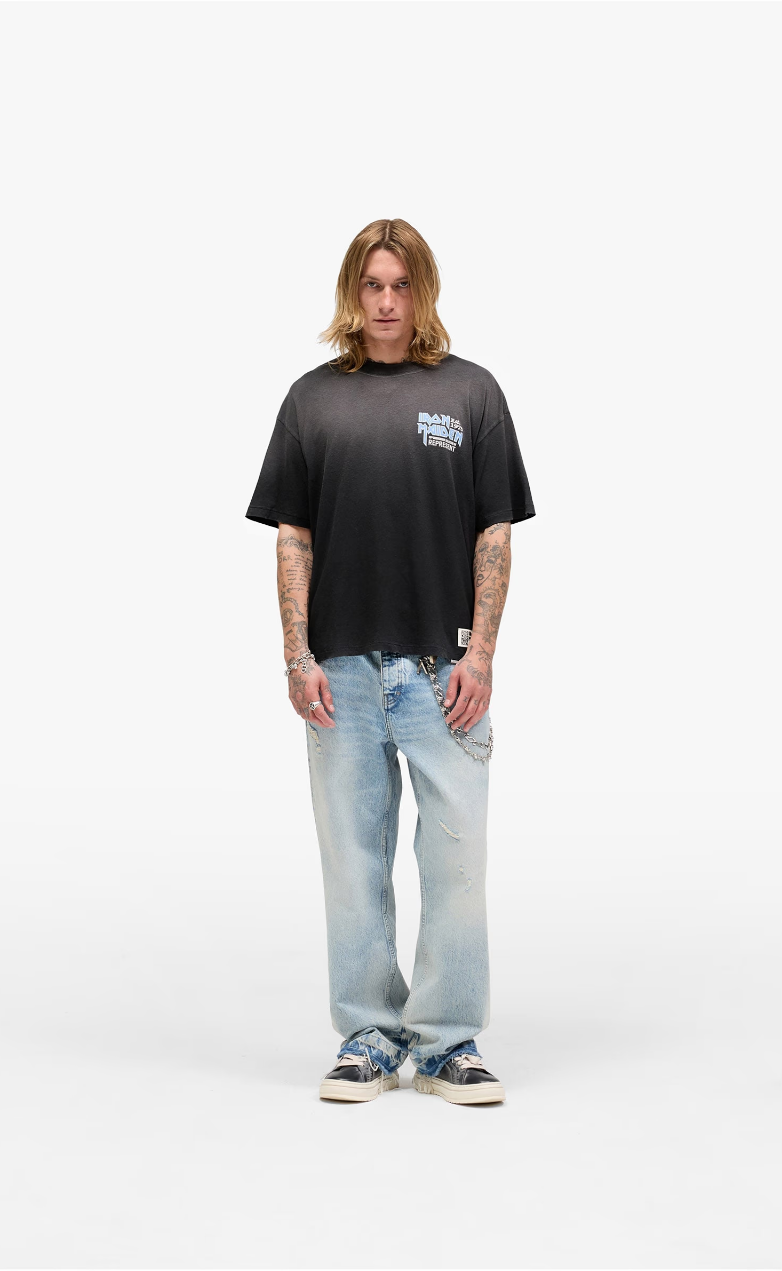 IRON MAIDEN X ANNIVERSARY STAINED BLACK T-SHIRT