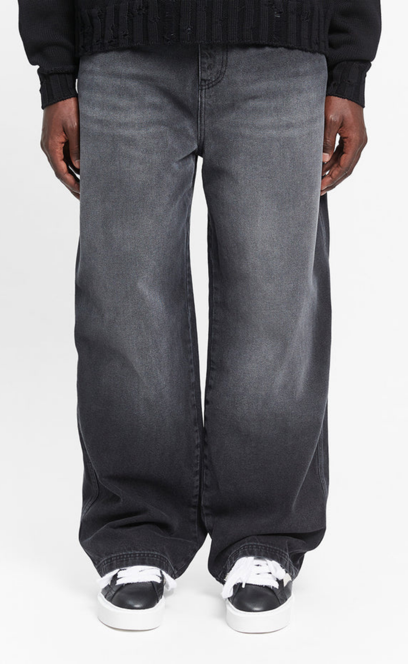 ESSENTIAL BAGGY WASHED BLACK JEANS