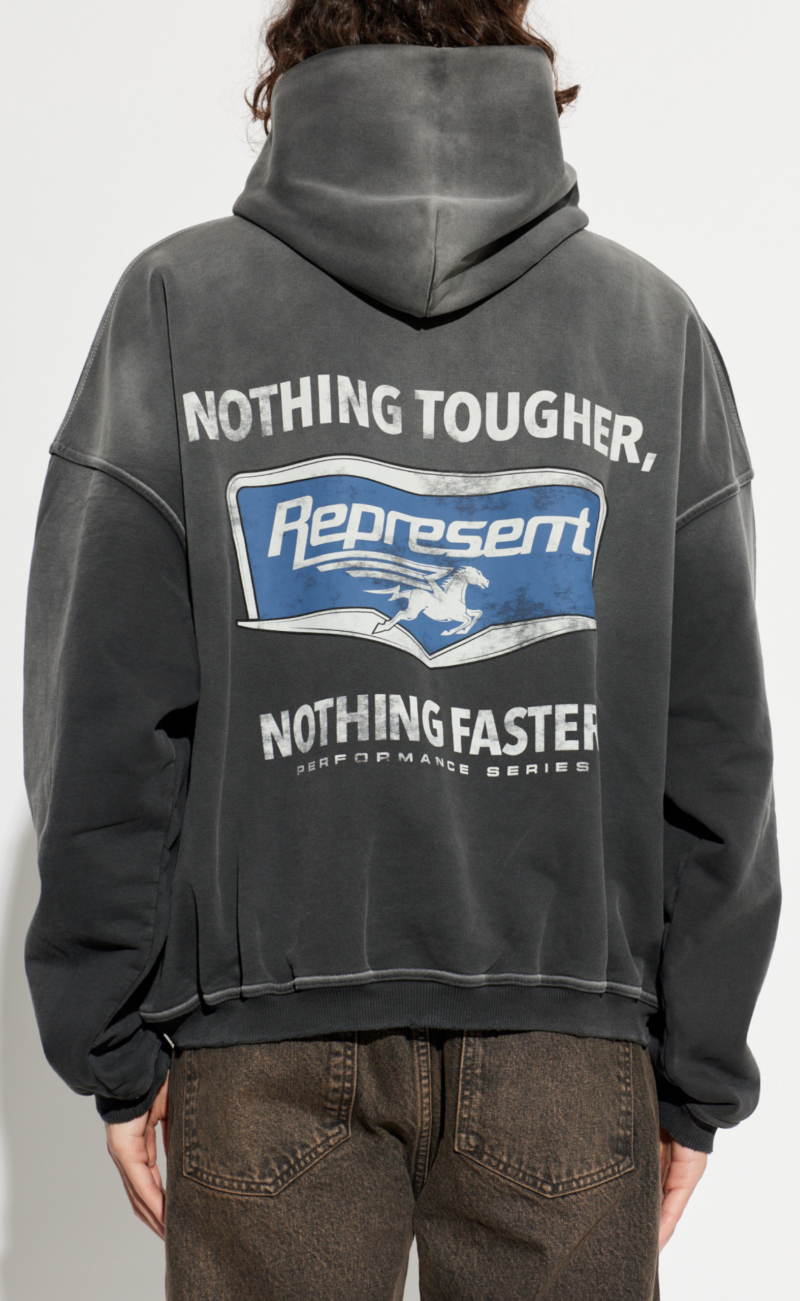 NOTHING FASTER STAINED BLACK HOODIE