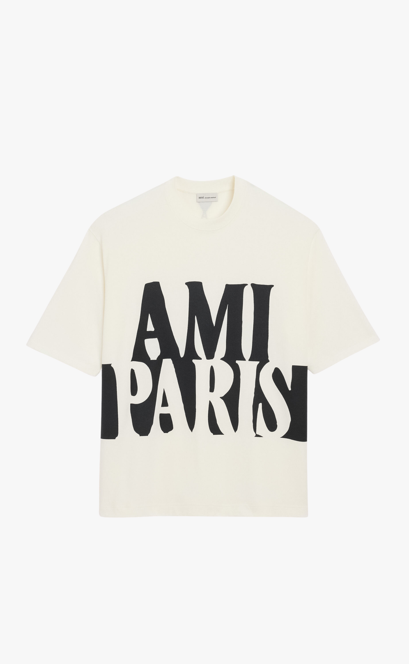 AMI PARIS PRINT OVERSIZE FIT WHITE T-SHIRT