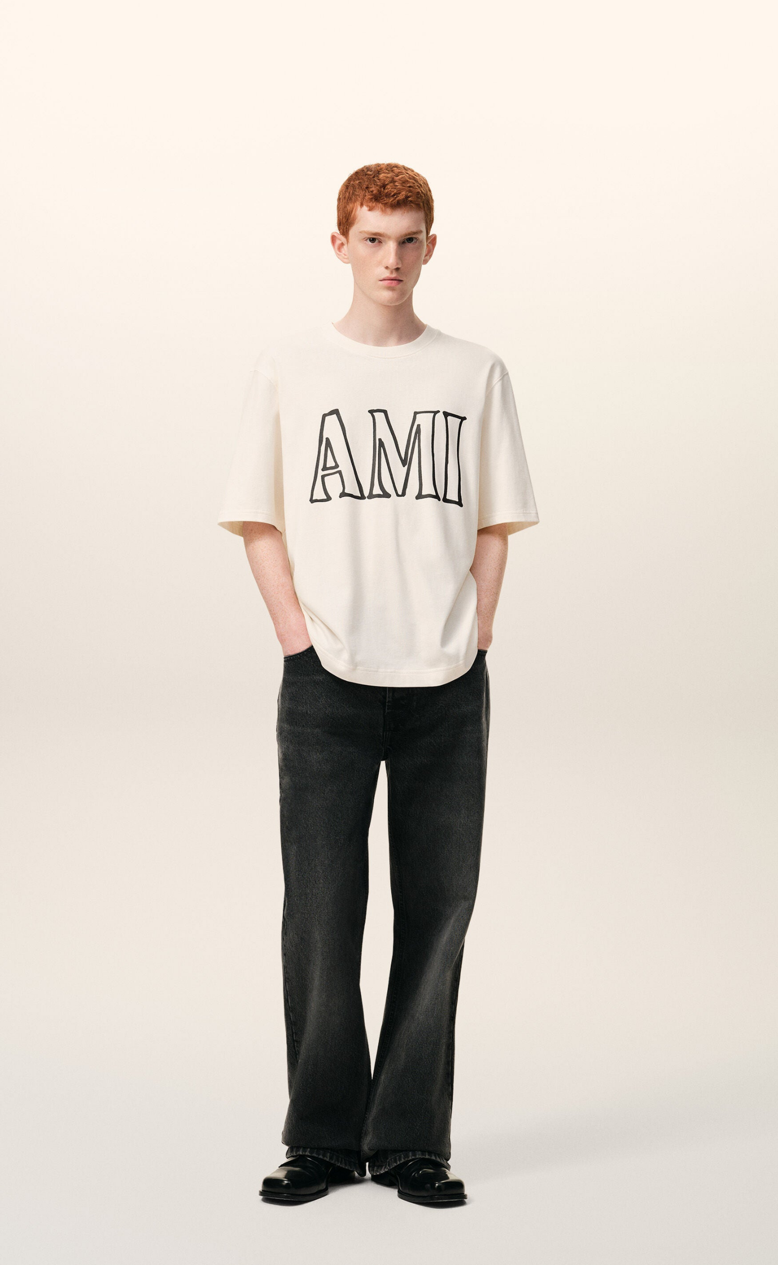 AMI PARIS PRINT WHITE T-SHIRT