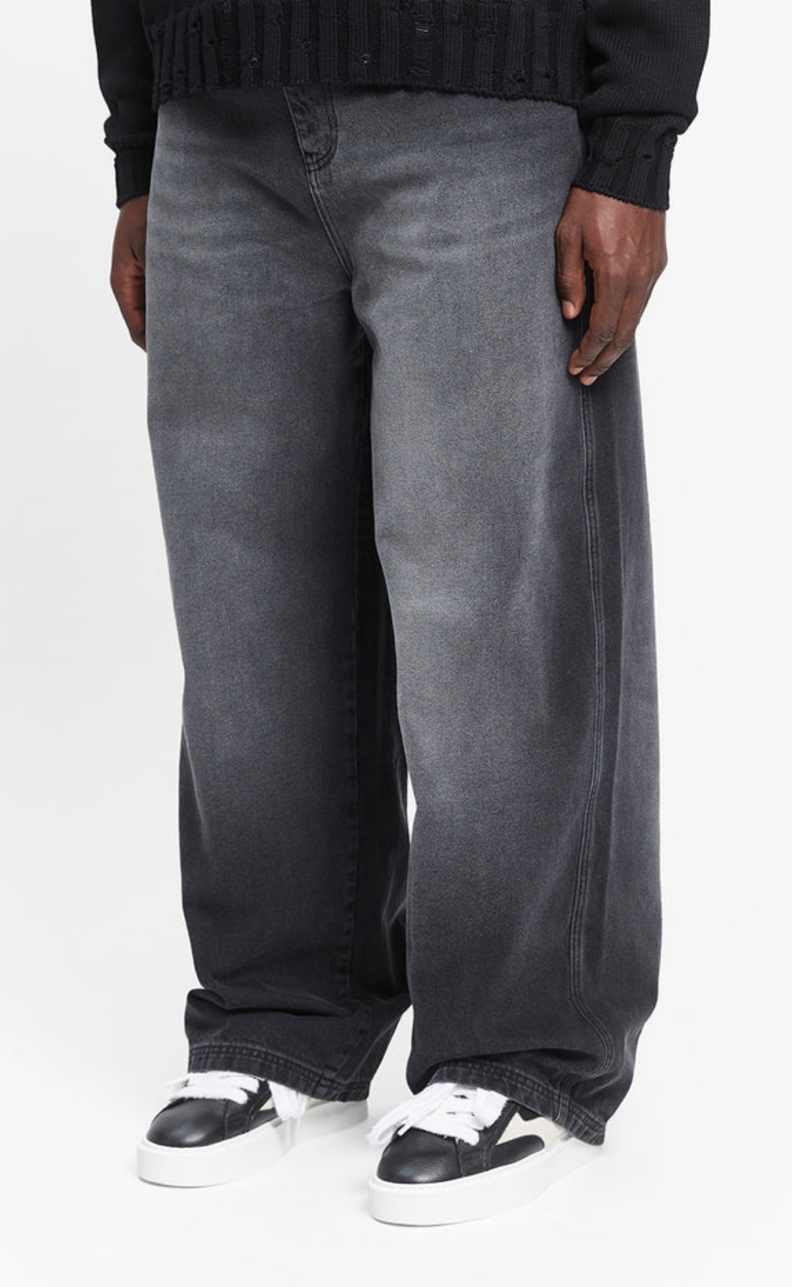 ESSENTIAL BAGGY WASHED BLACK JEANS