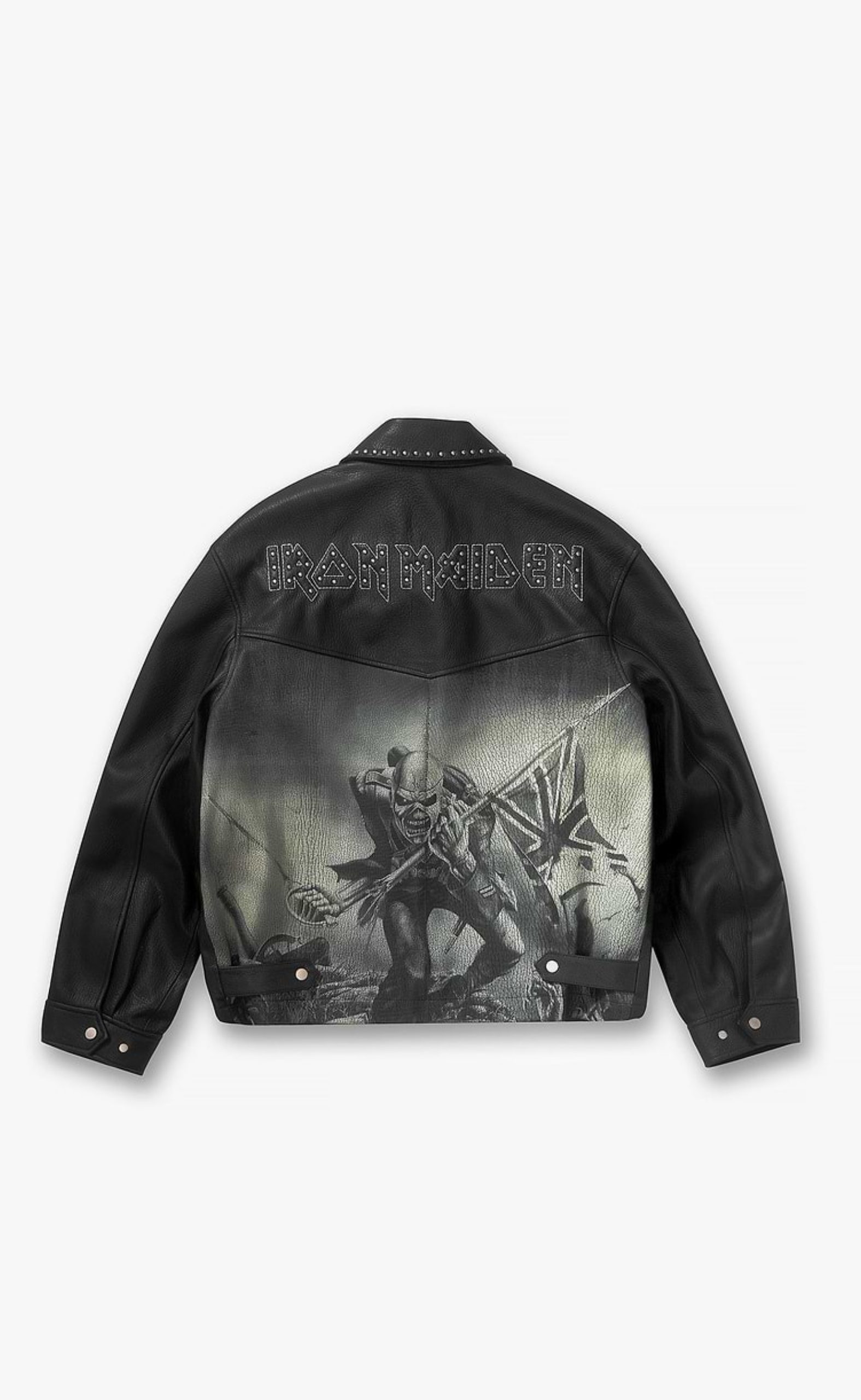 IRON MAIDEN TROOPER LEATHER JET BLACK JACKET