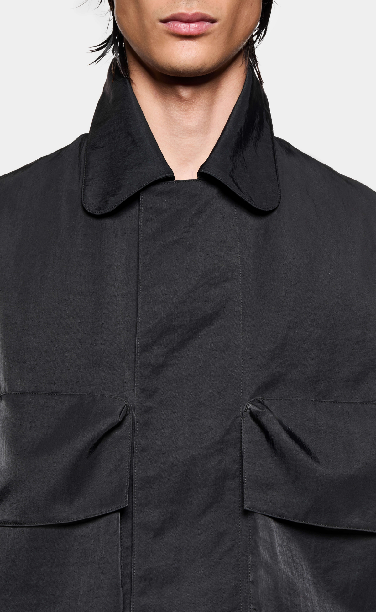 SILKY NYLON PILOT BLACK JACKET
