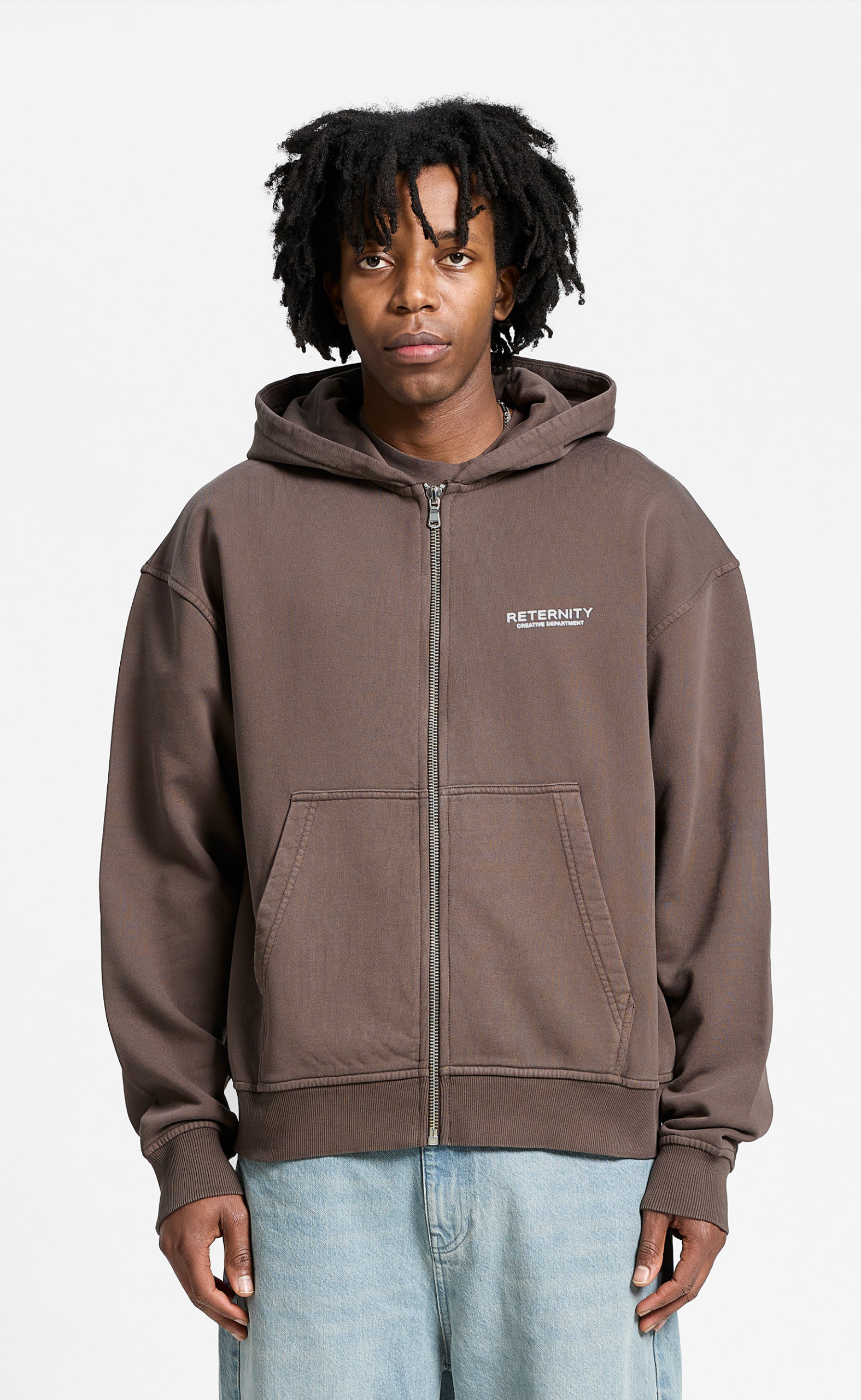 CREATIVE DEPT ZIP BROWN HOODIE