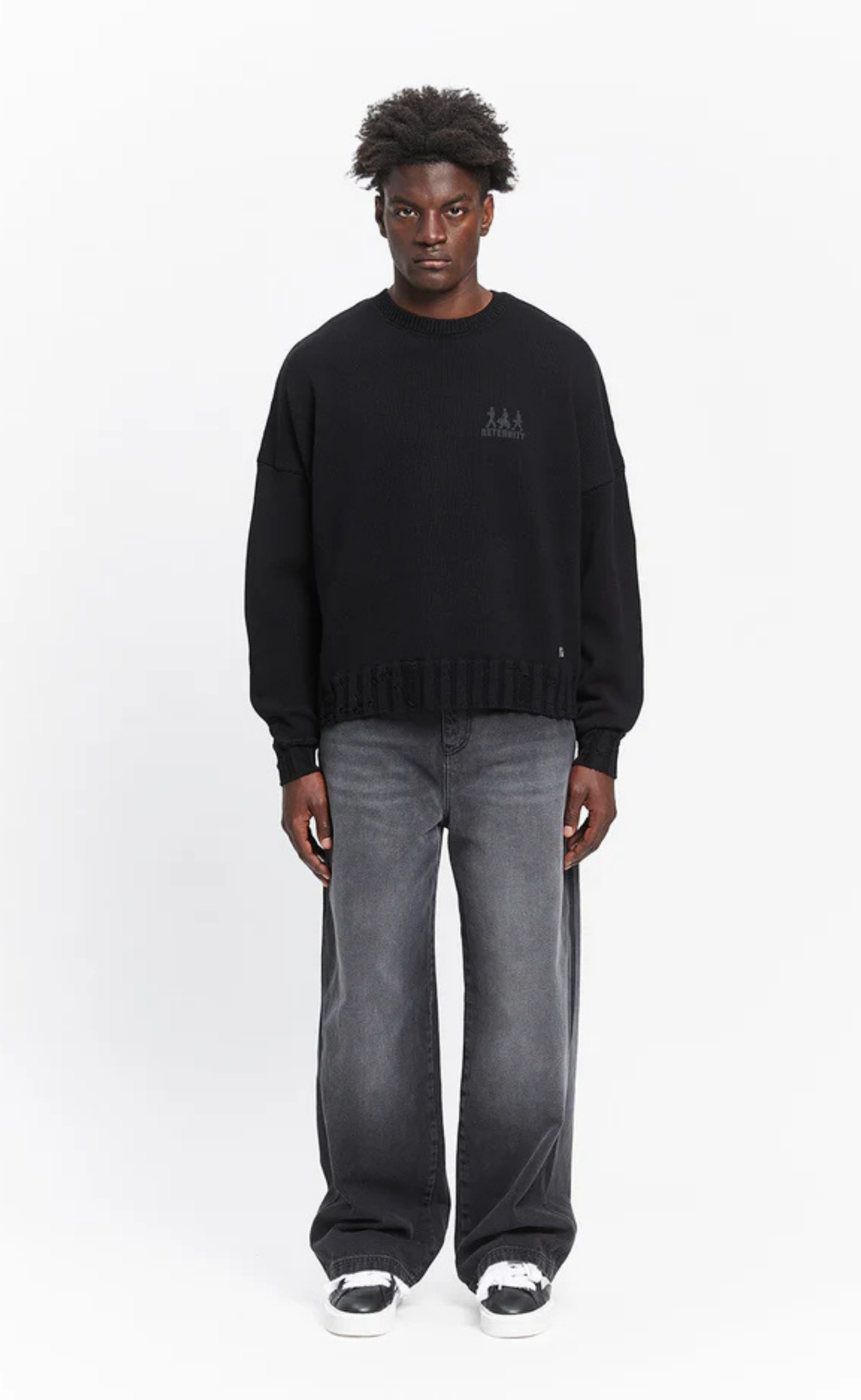 ESSENTIAL BAGGY WASHED BLACK JEANS