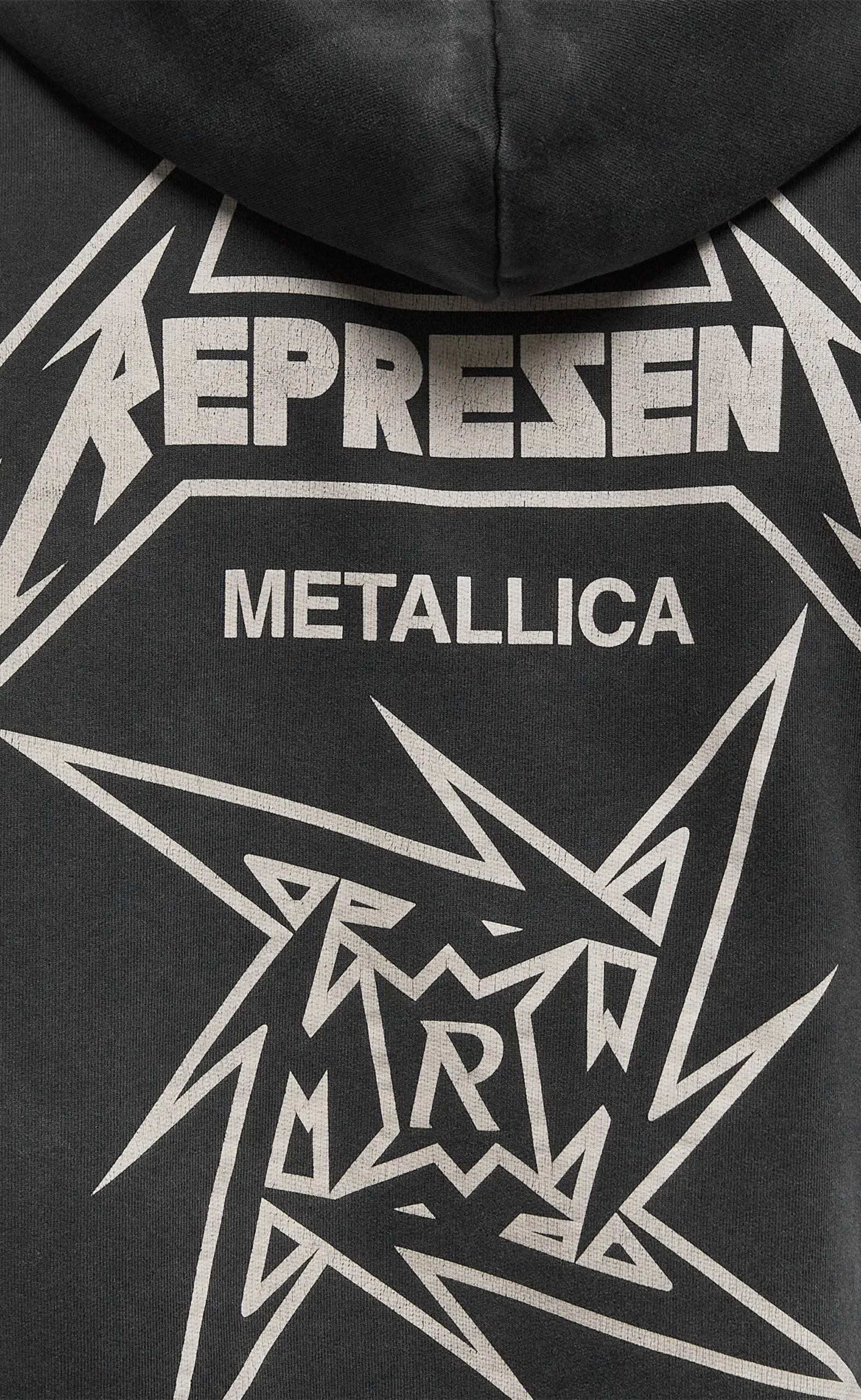 METALLICA 40 YEAR ANNIVERSARY ZIP-THRU STAINED BLACK HOODIE