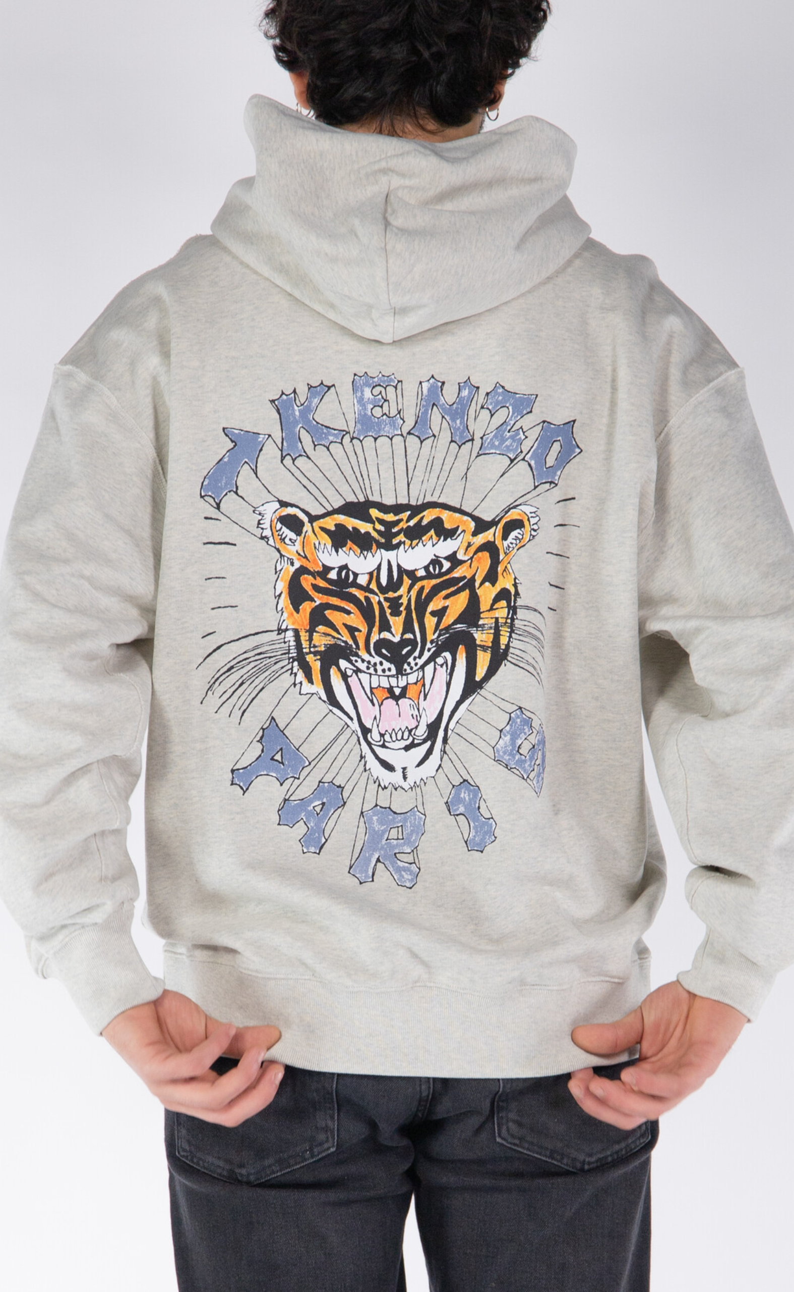 DRAWN VARSITY OVERSIZE PALE GREY HOODIE