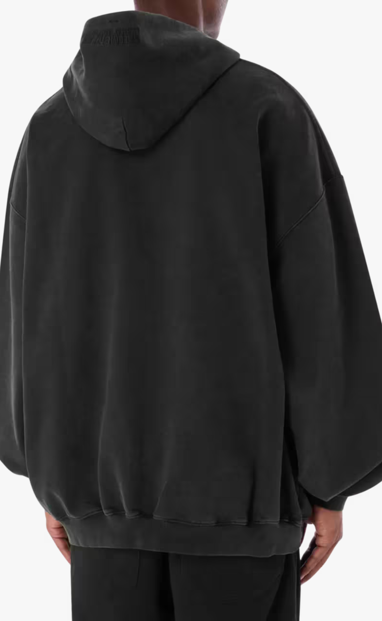STICKER ZIP-UP WASHED BLACK HOODIE
