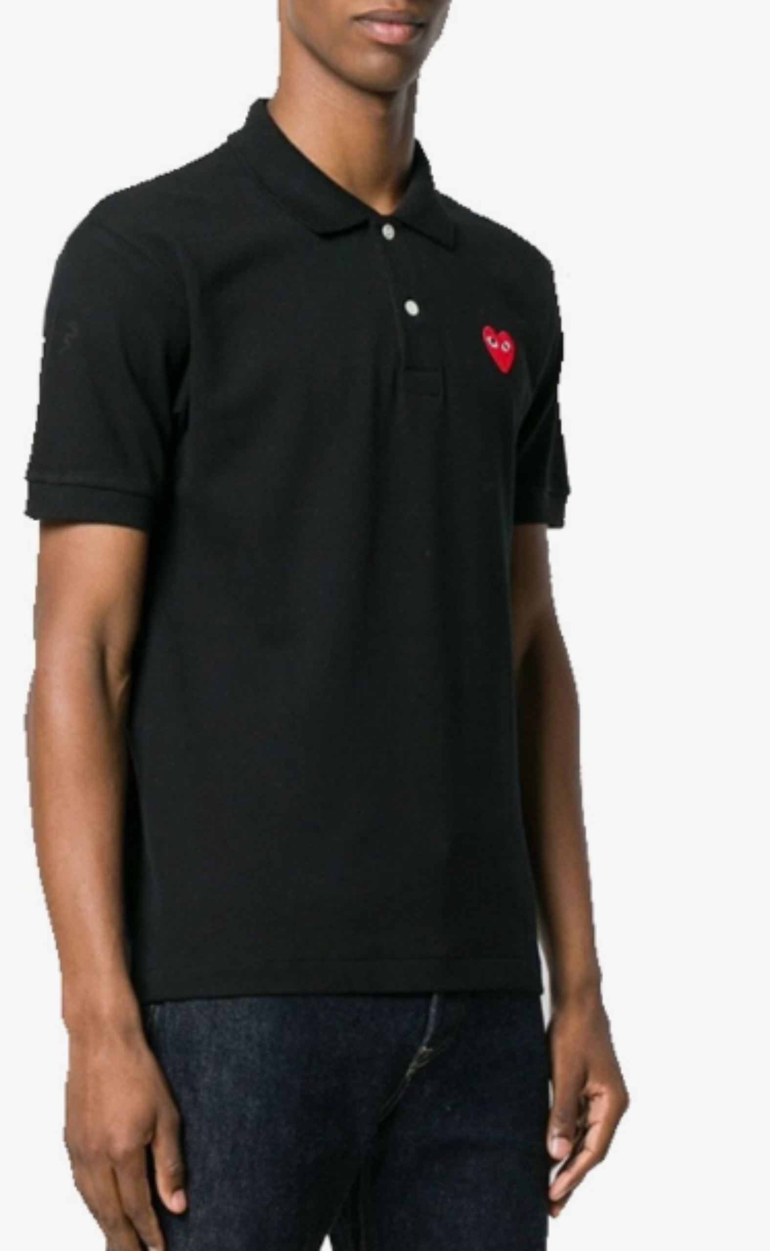 BLACK PLAY COMME DES GARÇONS POLO SHIRT WITH DOUBLE RED HEART