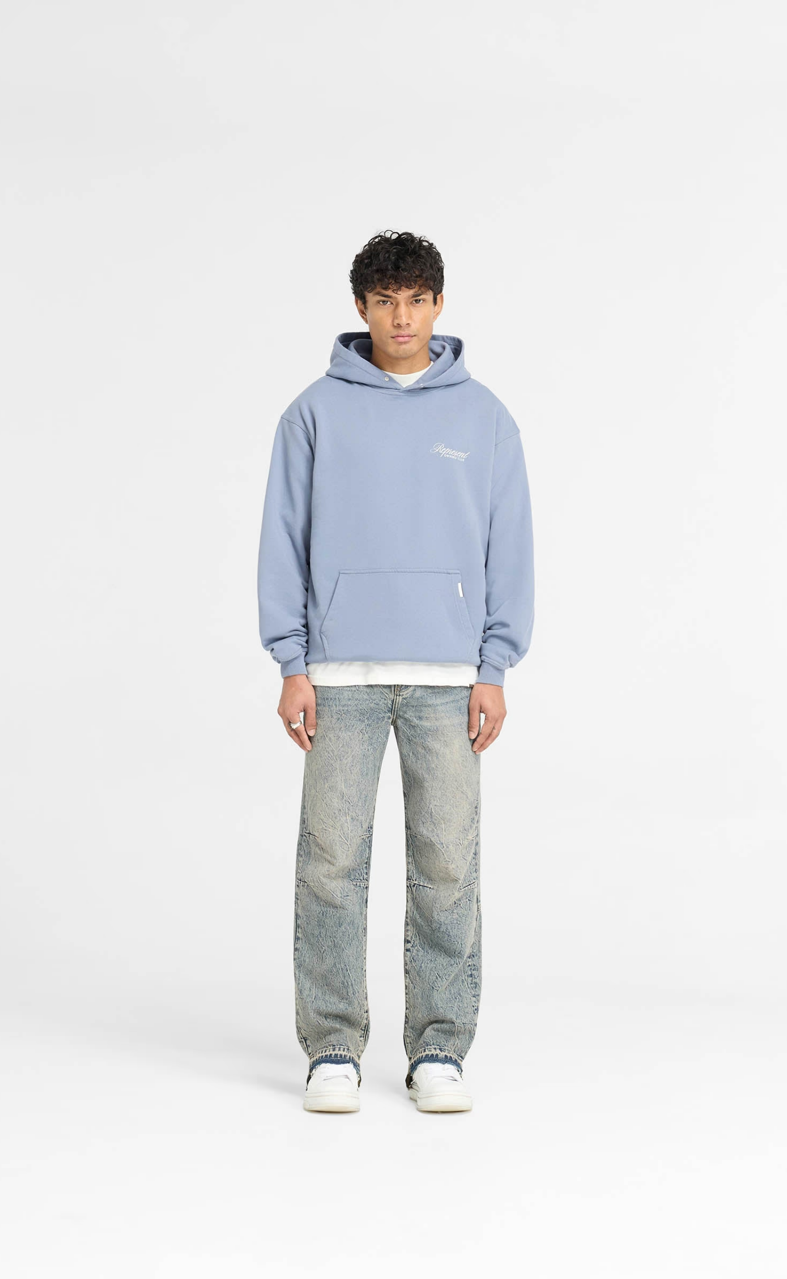 REPRESENT OWNERS CLUB SCRIPT DUSTY BLUE HOODIE