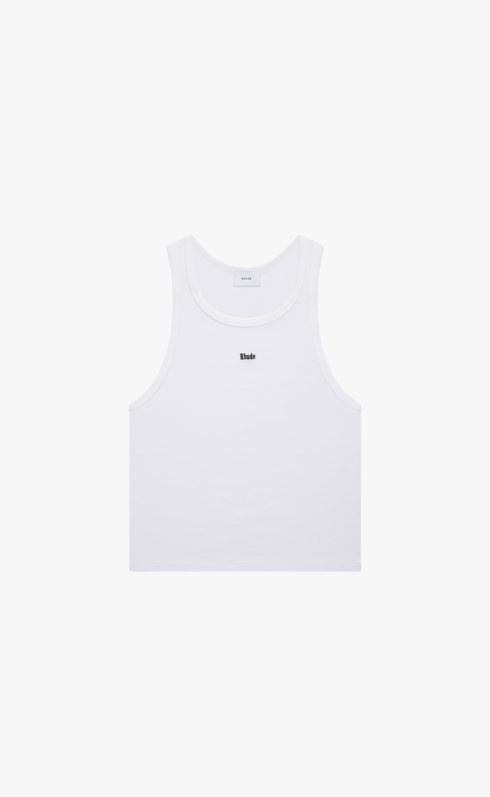 LOGO RIBBED WHITE TANK TOP