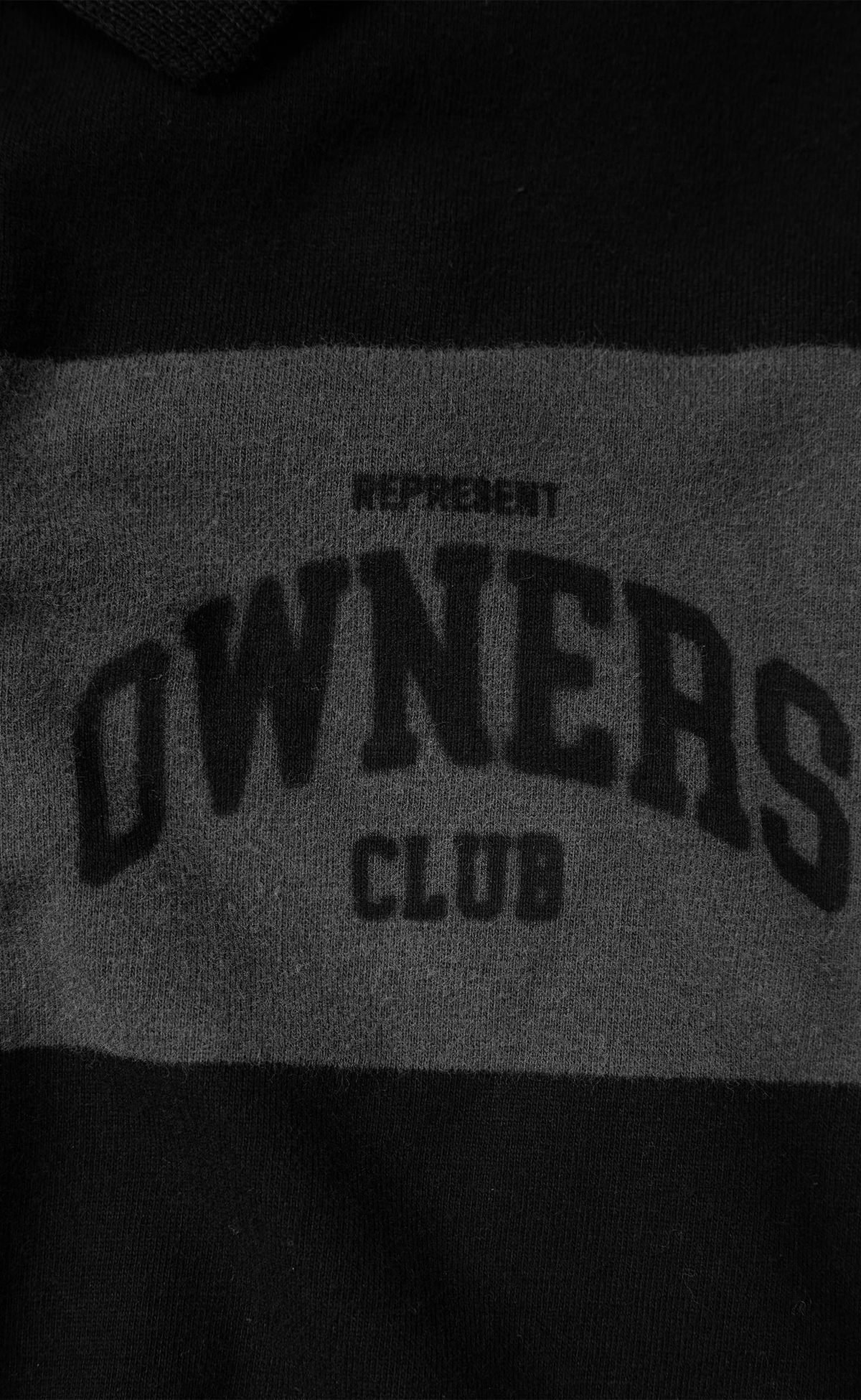 OWNERS RUGBY STRIPE POLO JET BLACK LONGSLEEVE