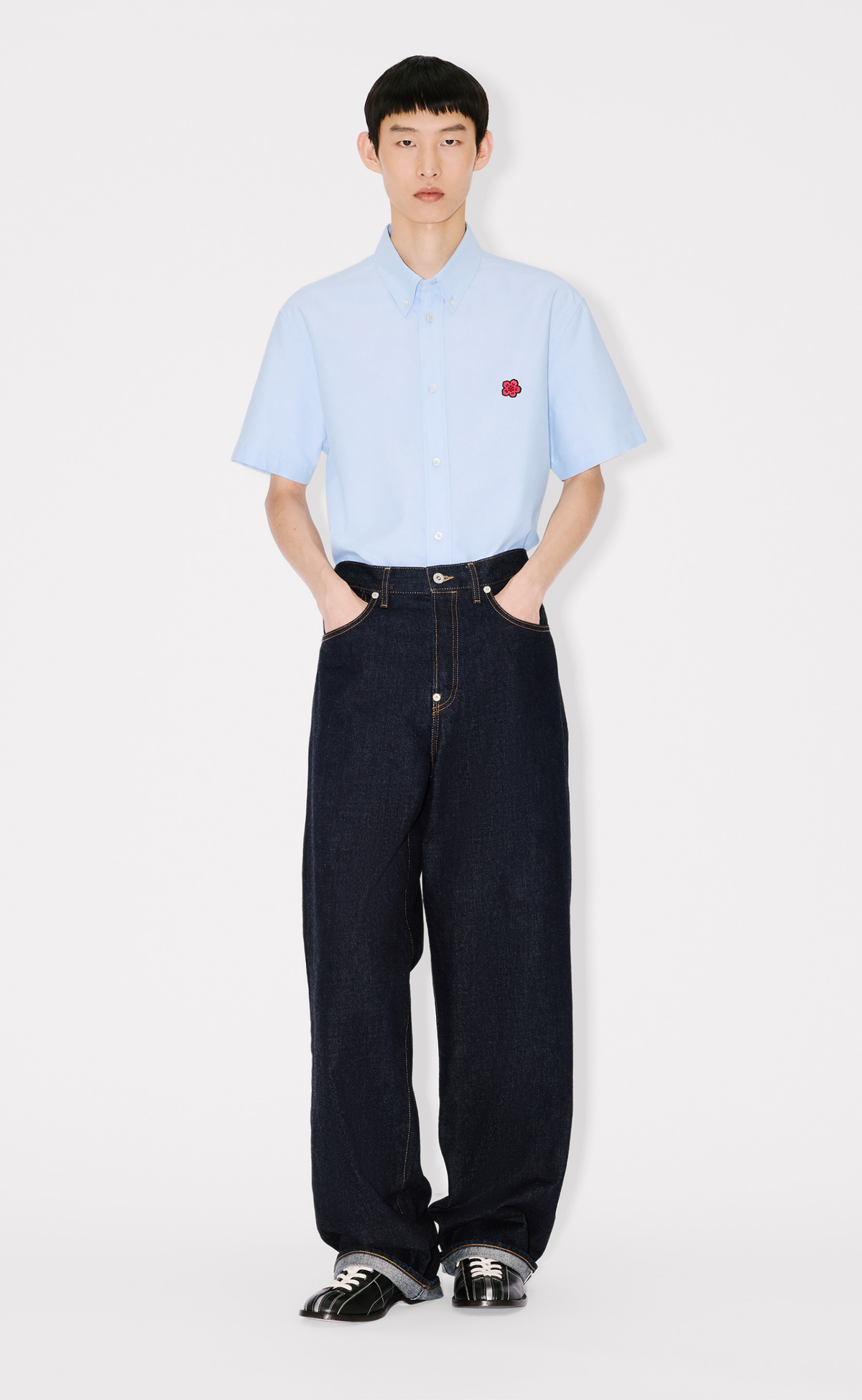 BOKE FLOWER CREST CASUAL BLUE SHIRT