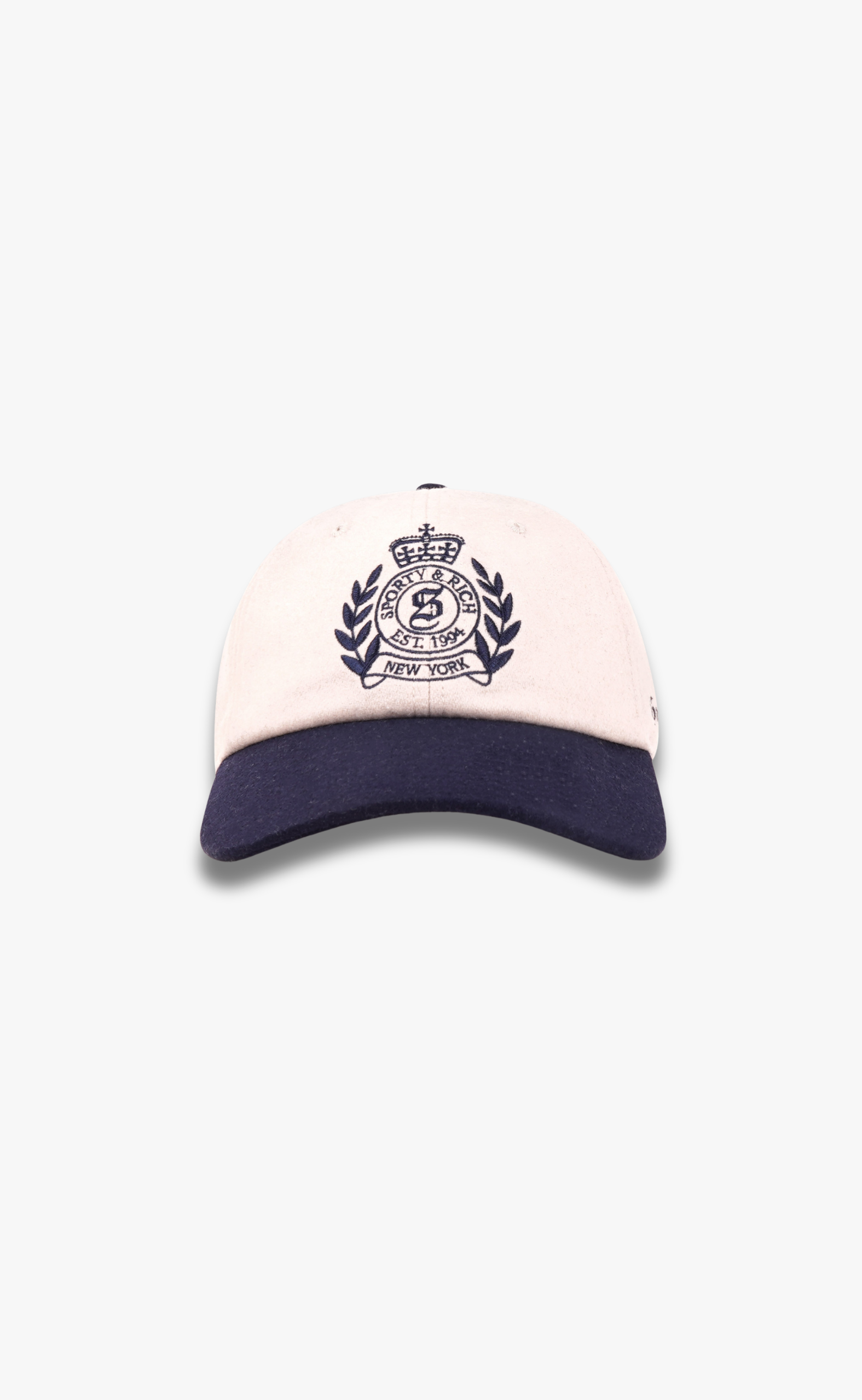 NY CREST WOOL ECRU NAVY HAT