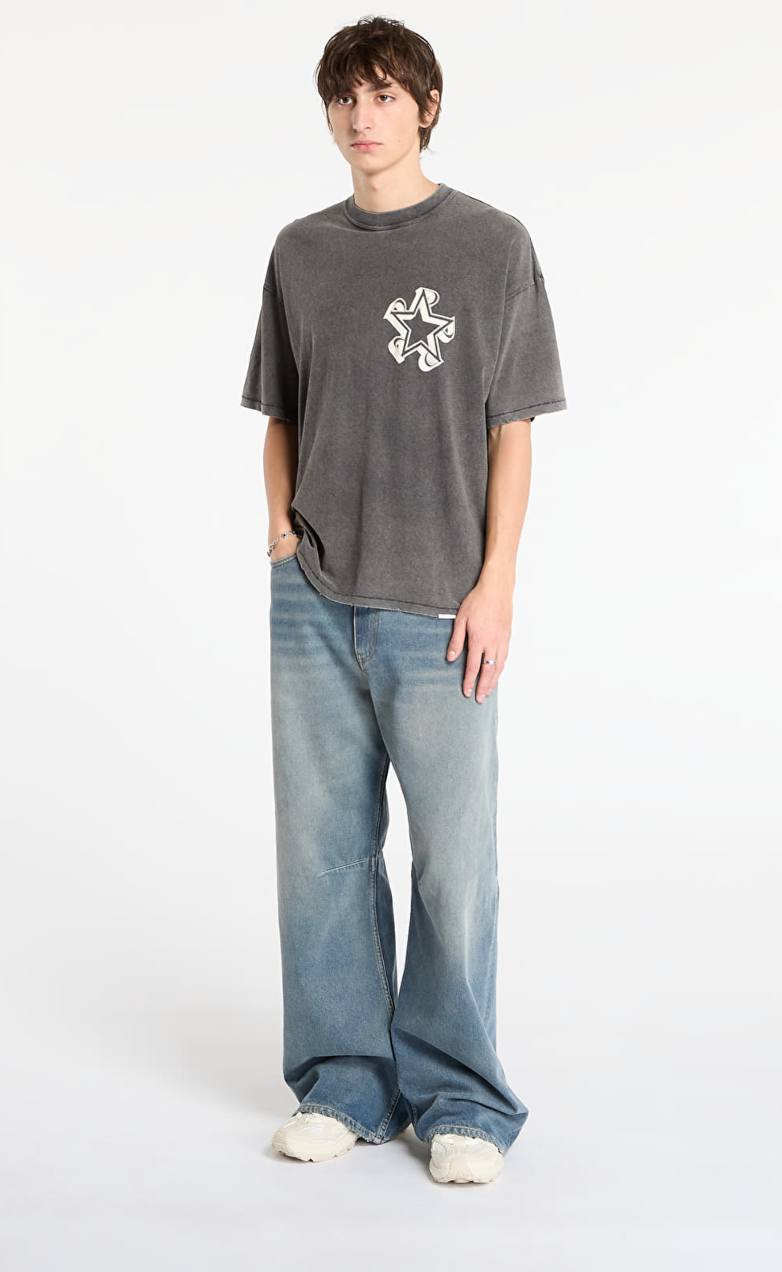 REPRESENT INITIAL STAR VINTAGE GREY T-SHIRT