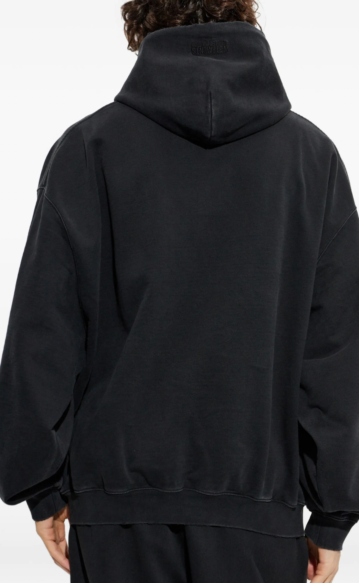 TAPE LOGO DESTROYED FADED BLACK HOODIE