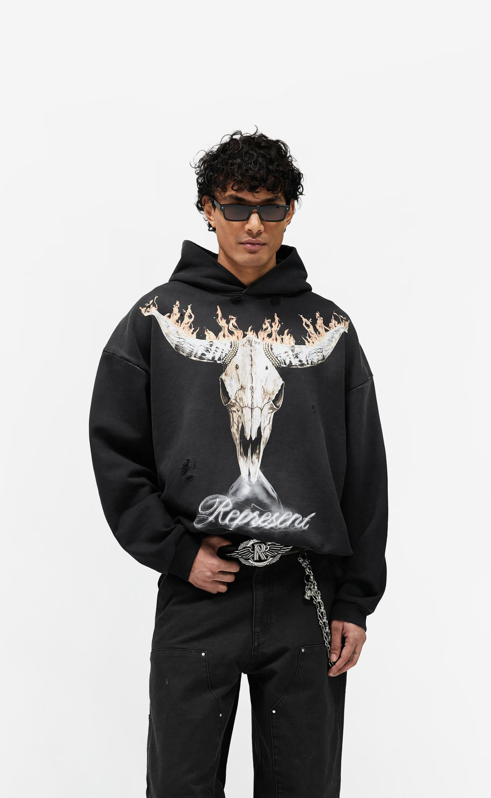 BRITISH COWBOYS STAINED BLACK HOODIE