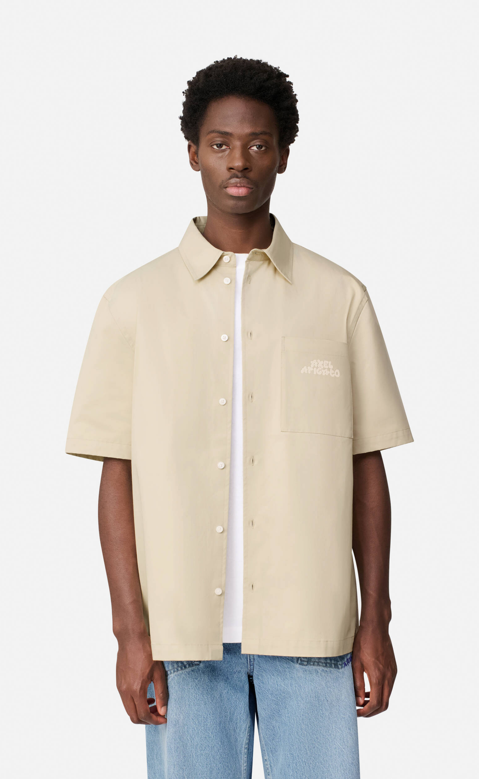 DREW SHORT SLEEVE BEIGE SHIRT