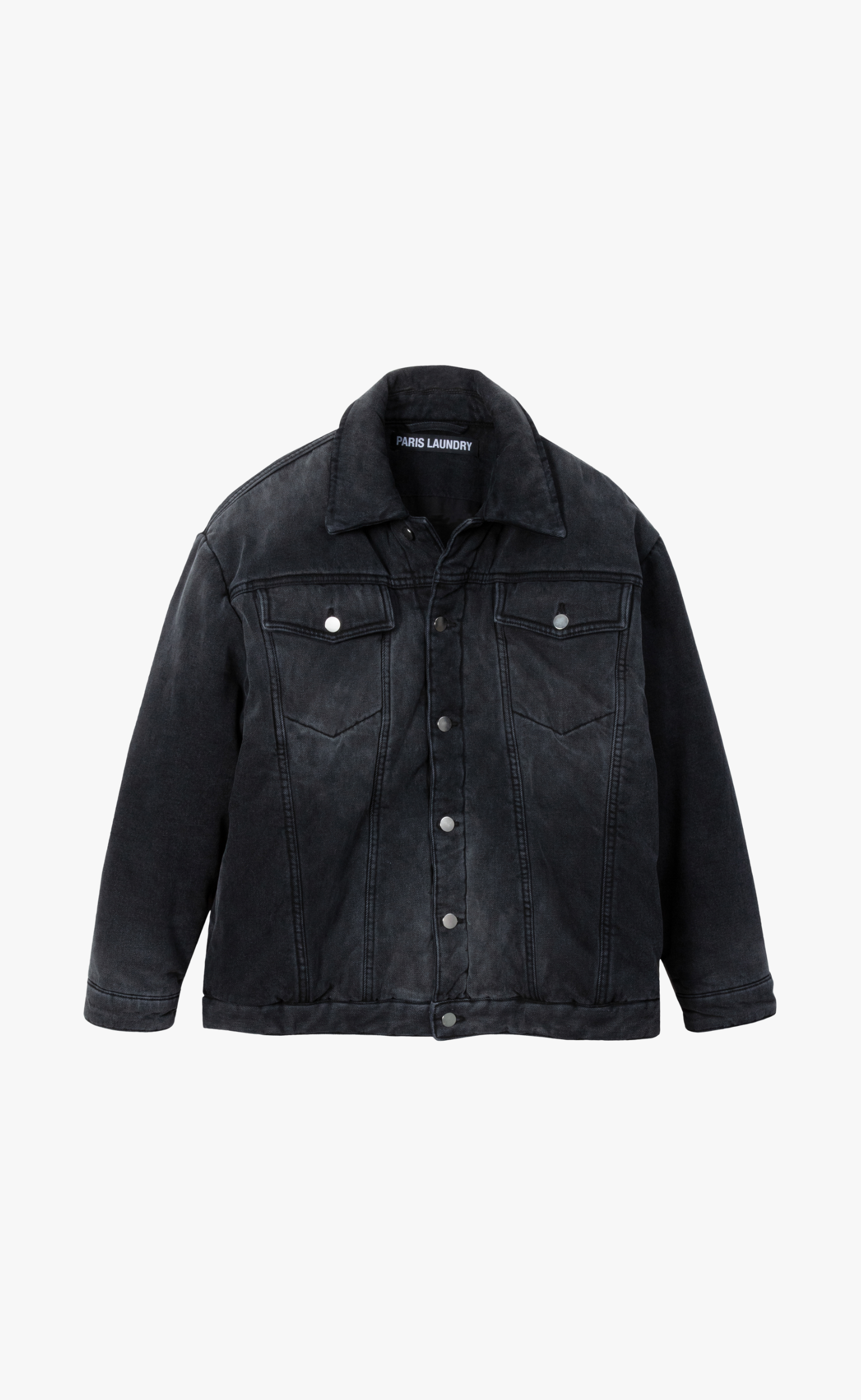 PADDED TRUCKER VINTAGE BLACK JACKET