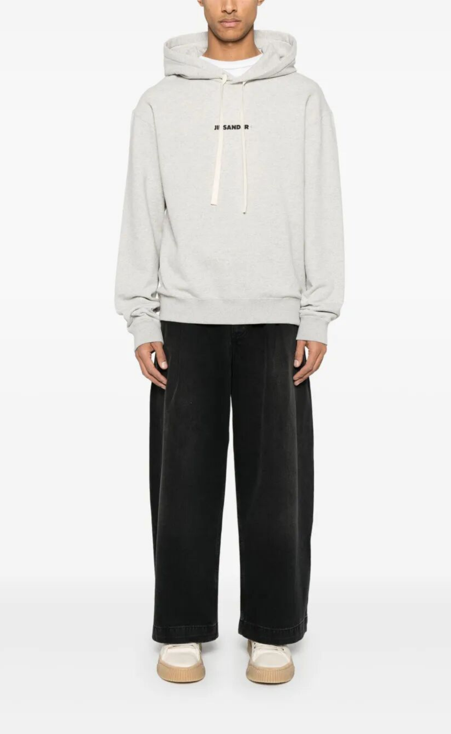 JIL SANDER LOGO PRINTED POWDER GREEN HOODIE