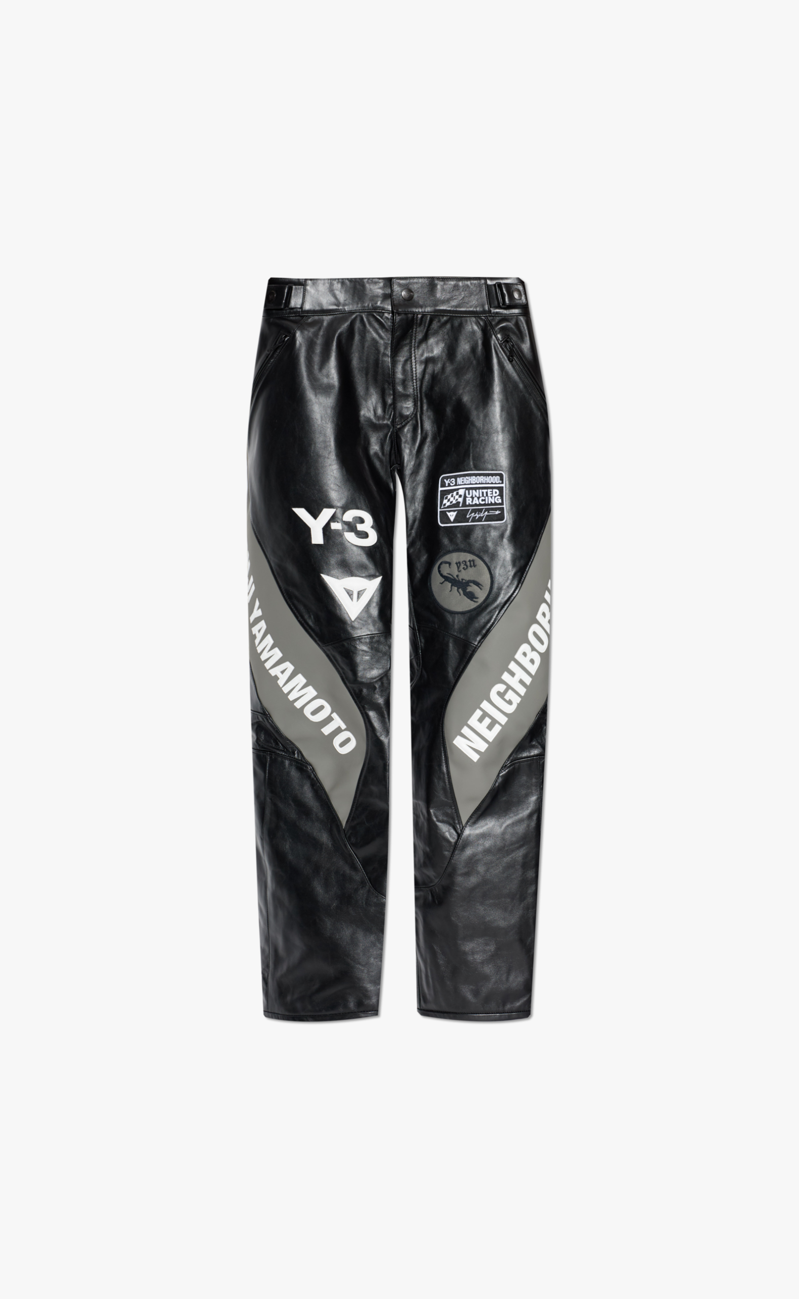 Y-3 NBHD MOTO BLACK LEATHER PANTS
