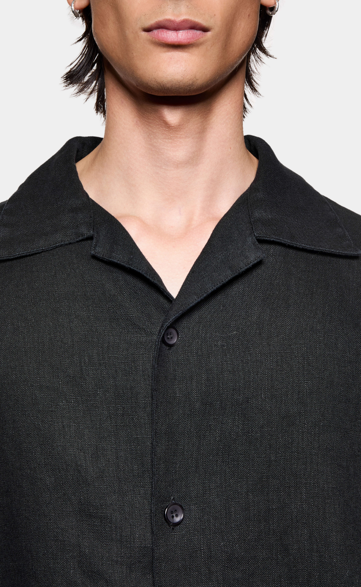 RIBBED CURPO VACATION SUEDED BLACK SHIRT