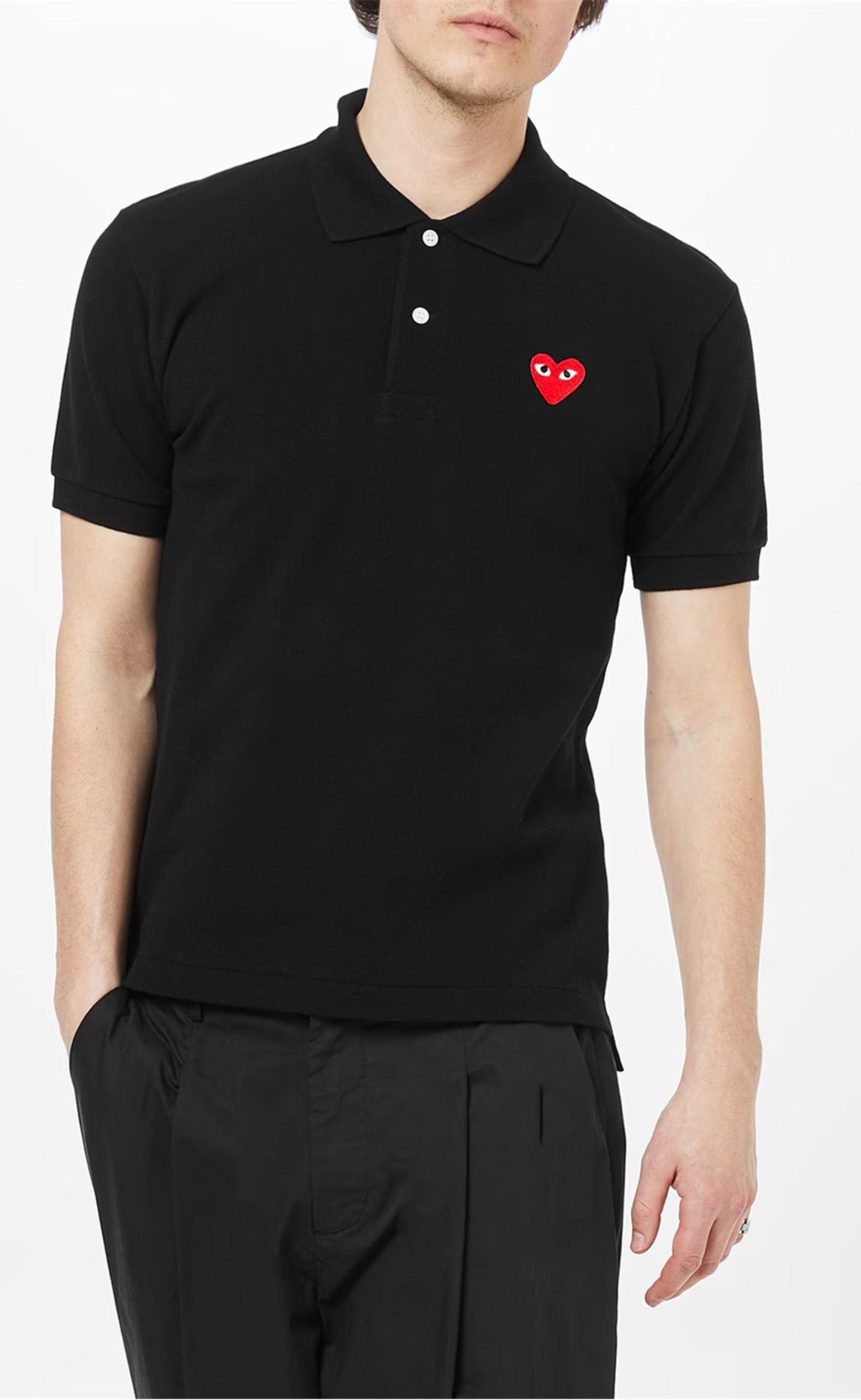 POLO NECK SHORT SLEEVE BLACK T-SHIRT