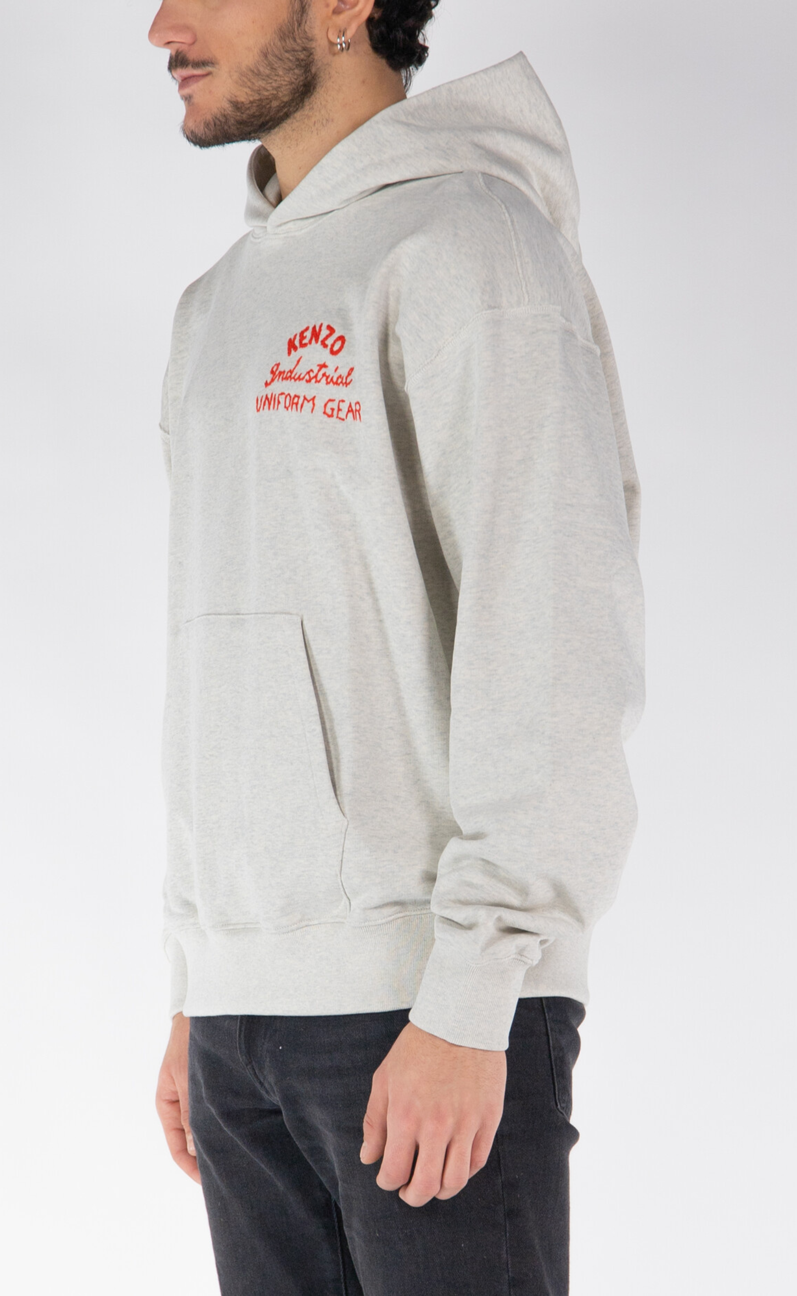 DRAWN VARSITY OVERSIZE PALE GREY HOODIE